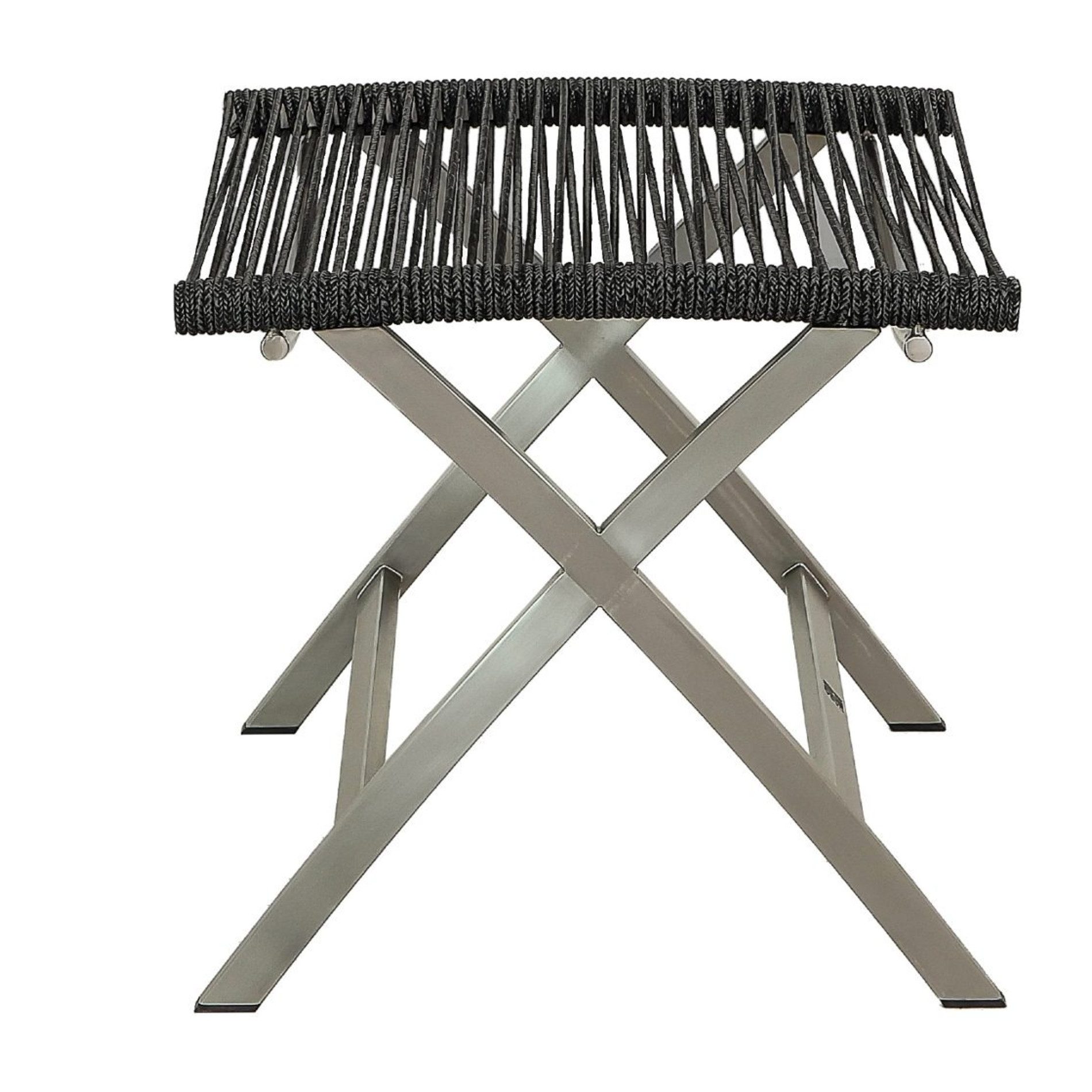 CASA DOMA Gartenlounge-Hocker Mineo, Gartenhocker, Fußhocker, Edelstahl gebürstet, Rope