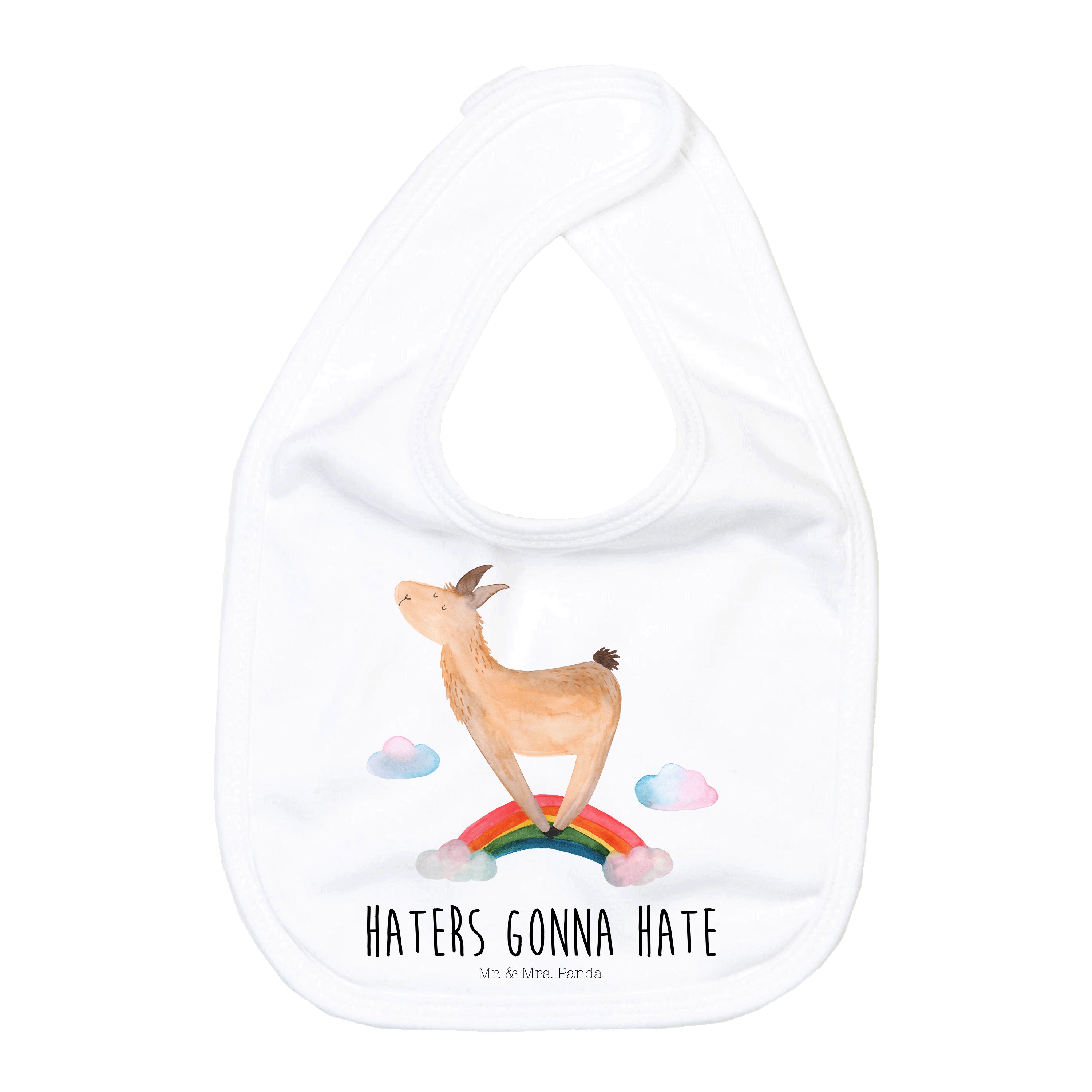 Tragetuch Lama Regenbogen - Weiß - Geschenk, Geschenkidee für Babyparty, Baby L