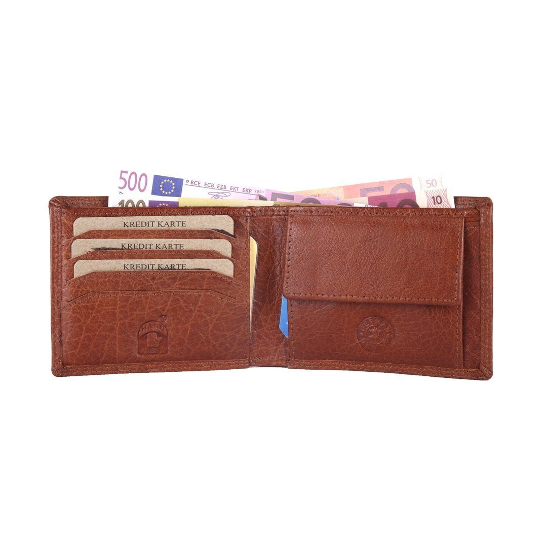 Münzfach Büffelleder Geldbörse Börse Schutz RFID Lederbörse Portemonnaie, Herren Männerbörse Brieftasche mit SHG Leder