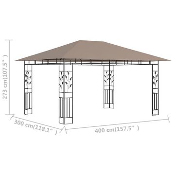 vidaXL Partyzelt Pavillon mit Moskitonetz 4x3x2,73 m Taupe 180 g/m²
