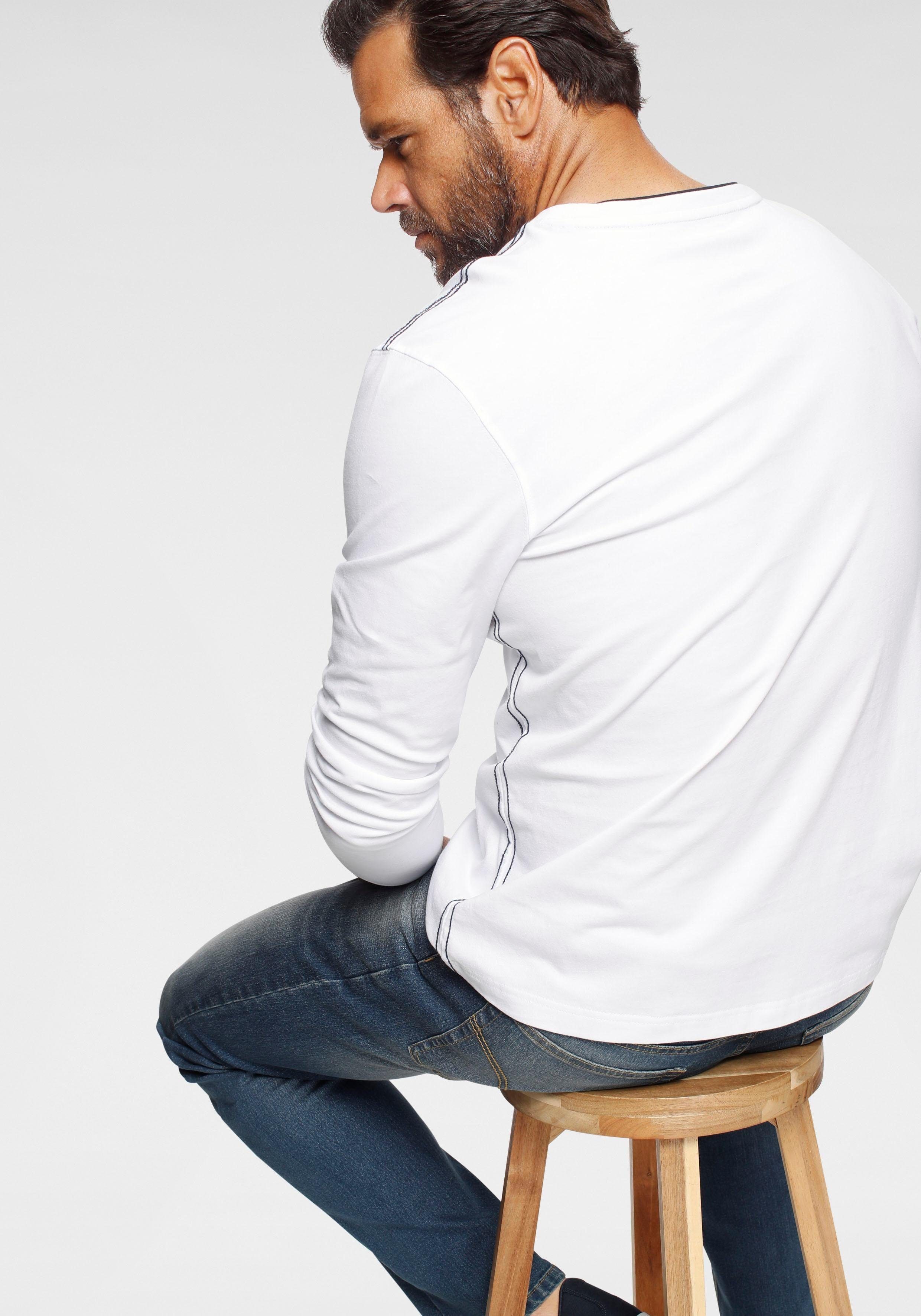Man's World Langarmshirt langärmelige, bedruckt, Rundhalsausschnitt, günstig online kaufen