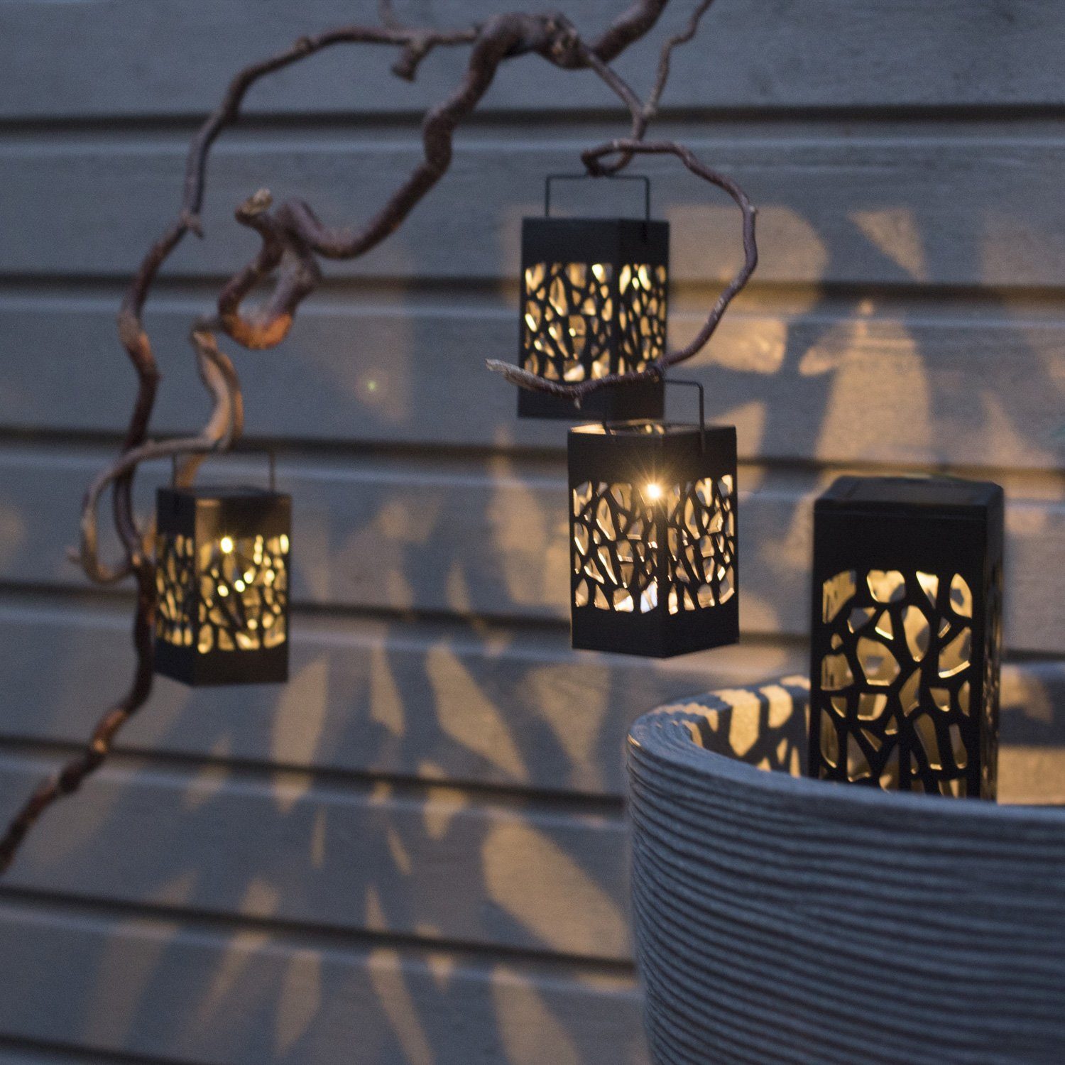 MARELIDA LED Laterne LED Solar Laternen hängend stehend H:11cm Terasse Garten 3St., LED Classic, warmweiß (2100K bis 3000K)