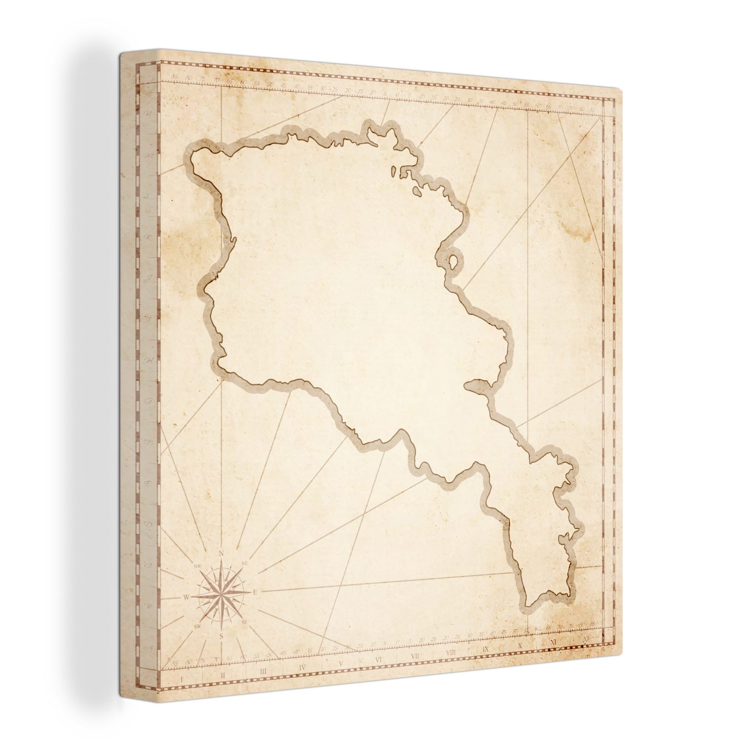 OneMillionCanvasses® Leinwandbild Eine Illustration einer antiken Karte von Armenien, (1 St), Leinwand Bilder für Wohnzimmer Schlafzimmer