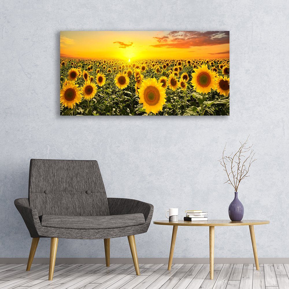 Tulup Leinwandbild XXL Wandbilder Leinwandbilder Bilder Canvas Bild 120 cm x 60 cm, Sonnenblumen, Leinwandbild