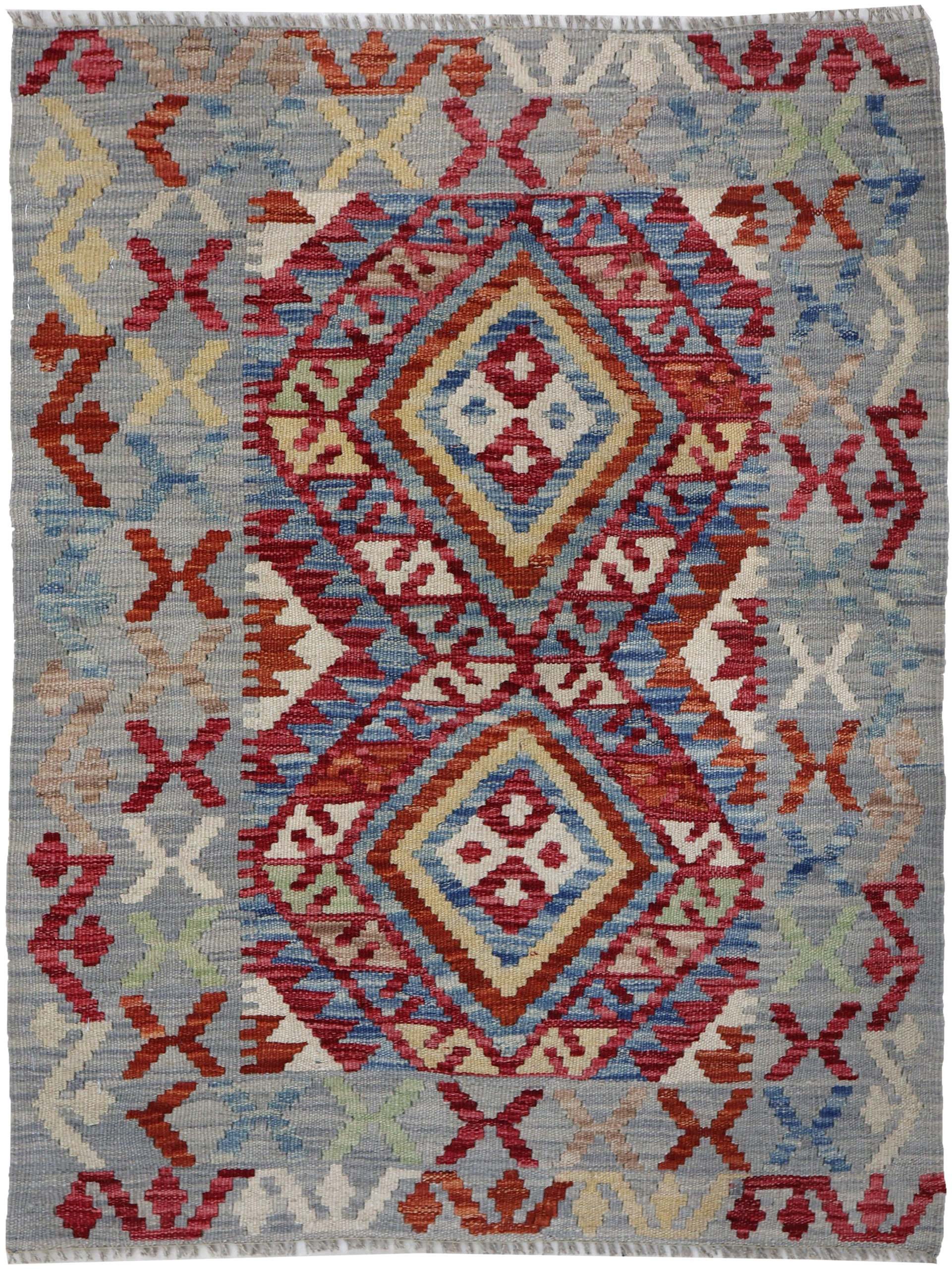 CABBEL Orientteppich 107x78 cm Kilim Multicolor Kelim Teppich Schurwolle Handgewebt Unikat, rechteckig, Höhe: 4 mm, 100% Schurwolle – weich und pflegeleicht