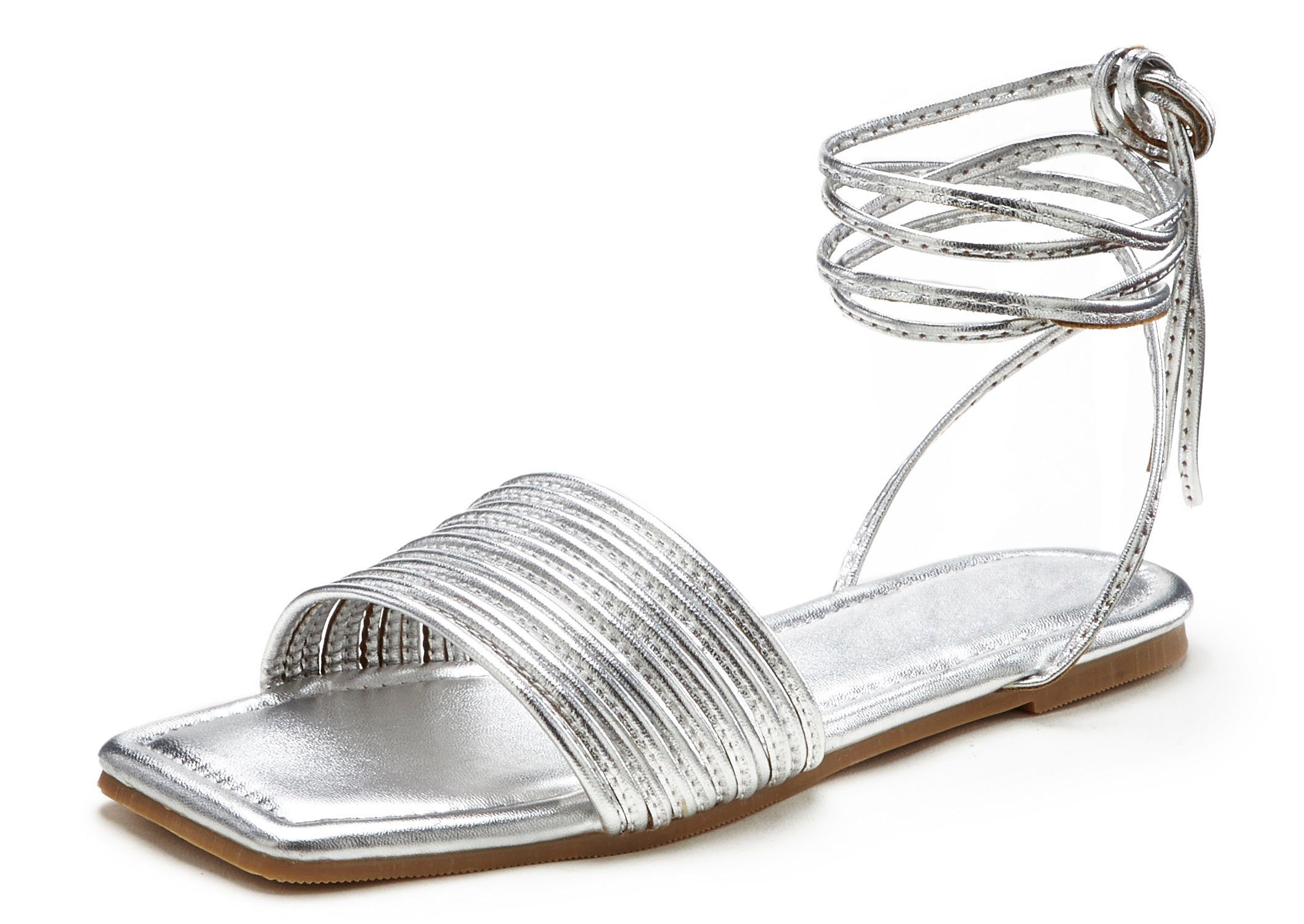 LASCANA Sandale Sandalette, glänzen, Sommerschuh, Style Schnürung, VEGAN Gladiatoren