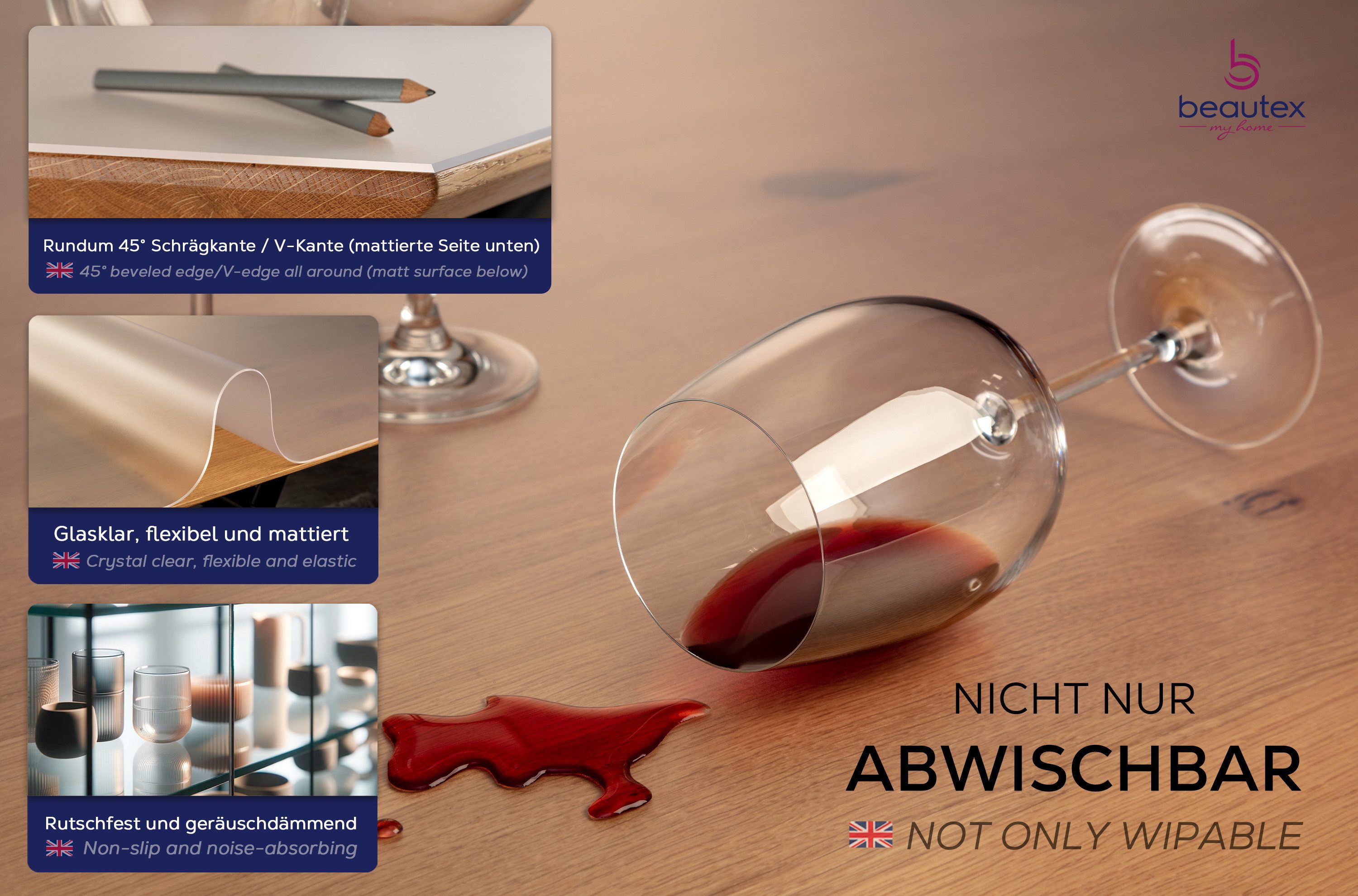 Beautex Tischdecke transparente Tischfolie matt 2,0mm Tischschutz (1-tlg) – Bild 4 von 5