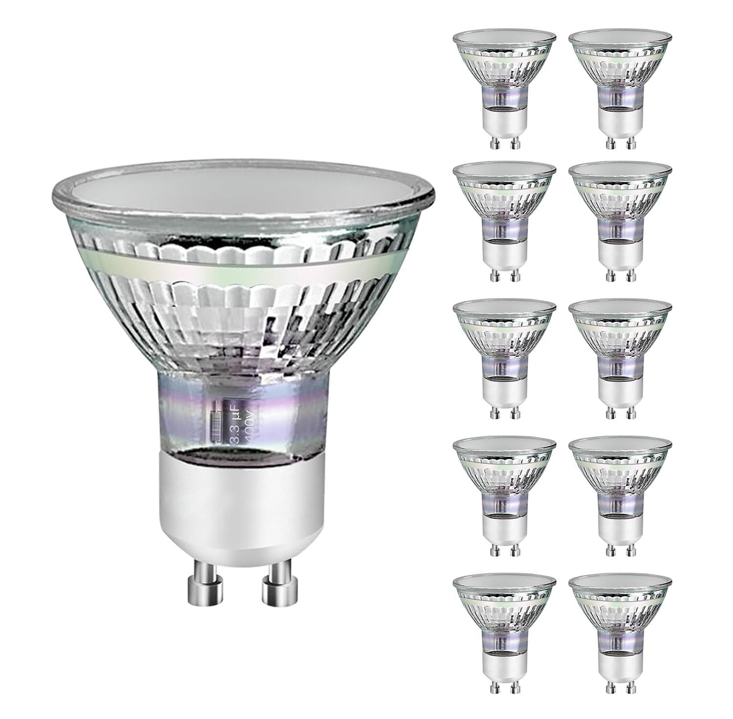 ZMH LED-Leuchtmittel GU10 LED 3W Leuchtmittel Abstrahlwinkel 110° Wohnzimmer Nicht Dimmbar, GU10, 10 St., 3000K, Reflektor Birne Glühlampen Strahler Spot