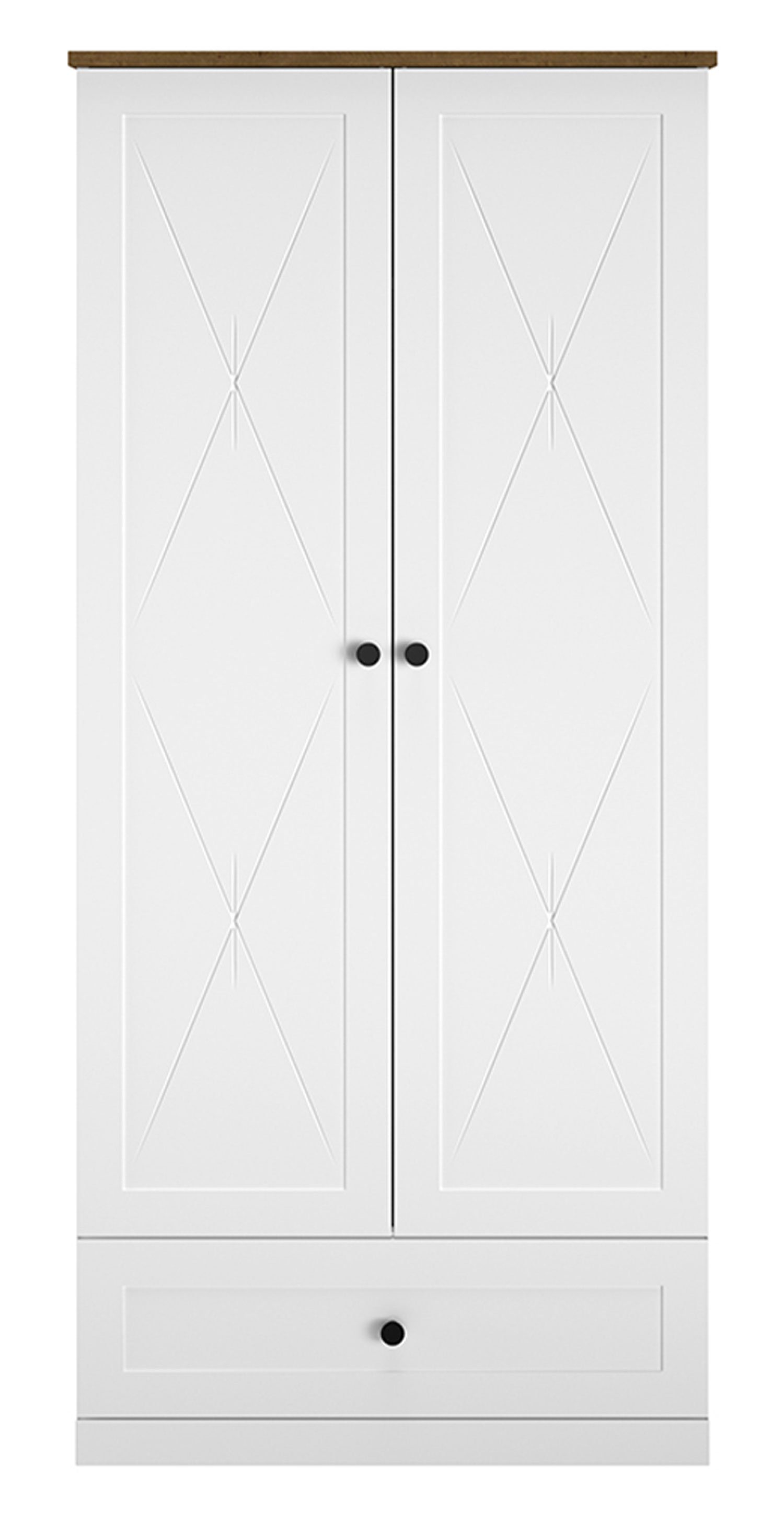 Feldmann-Wohnen Kleiderschrank Lille (1-teilig) 92cm weiß matt / eiche lefkas