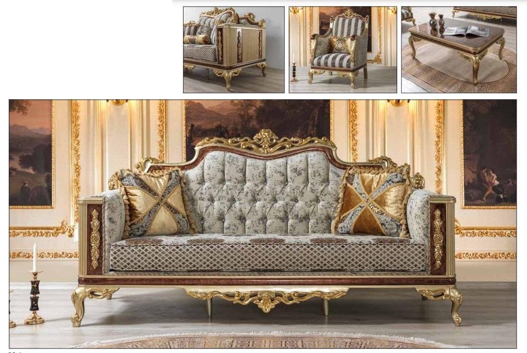 JVmoebel Wohnzimmer-Set Sofagarnitur 3+1+1 Sitzer Couchtisch Luxus Sofa Sofas Sessel