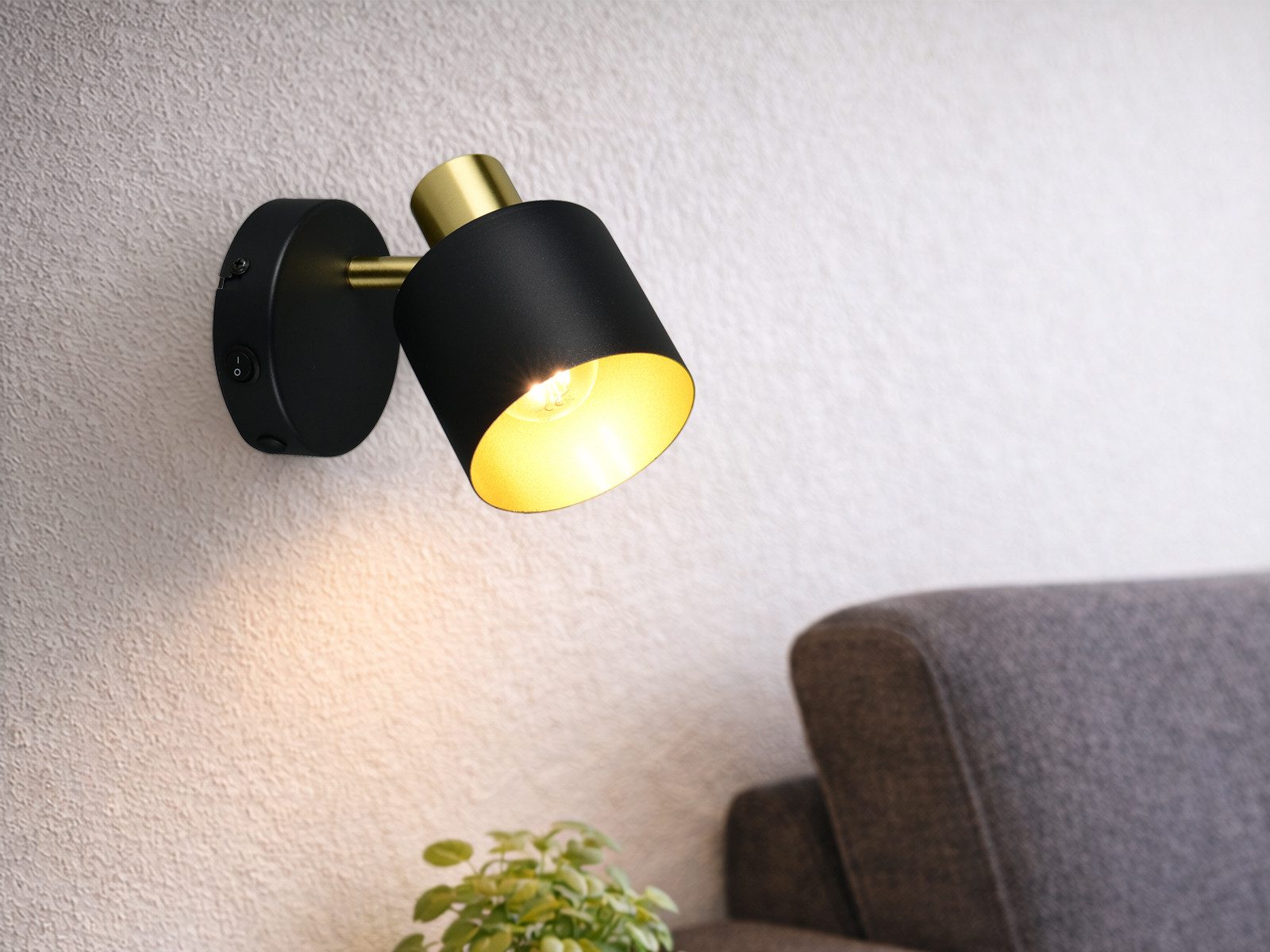TRIO Leuchten LED Wandstrahler mit Schalter, schwenkbar Höhe 17cm, Dimmfunktion, LED wechselbar, Warmweiß, Wandleuchte innen, Nachttischlampe für die Wand inkl. Leuchtmittel
