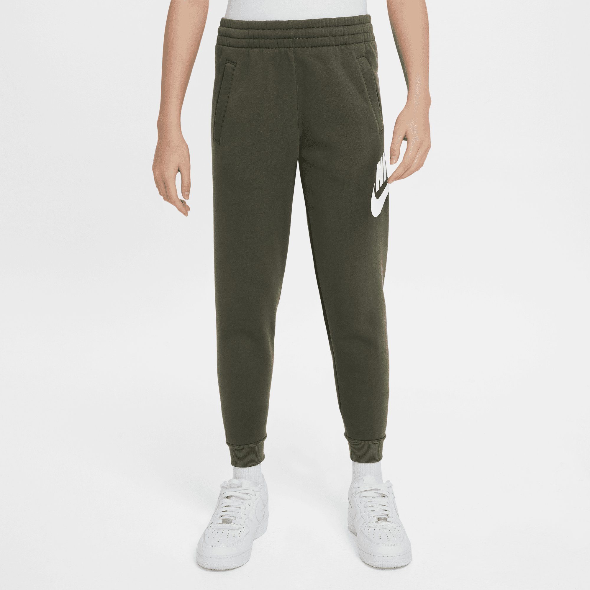 CARGO KHAKI/WHITE FLEECE PANTS CLUB Sportswear BIG JOGGER Nike Jogginghose KIDS'