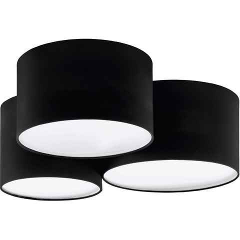 EGLO Deckenleuchte PASTORE 2, Leuchtmittel wechselbar, ohne Leuchtmittel, Deckenlampe aus Textil in Schwarz und Weiß, E27, Schlafzimmerlampe