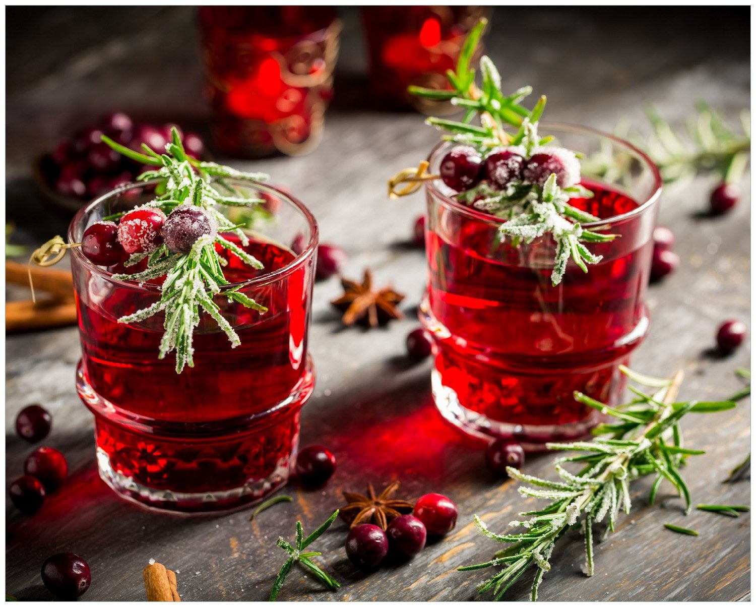 Wallario Poster, Winterlicher Cranberry-Punsch mit Rosmarin, in verschiedenen Ausführungen