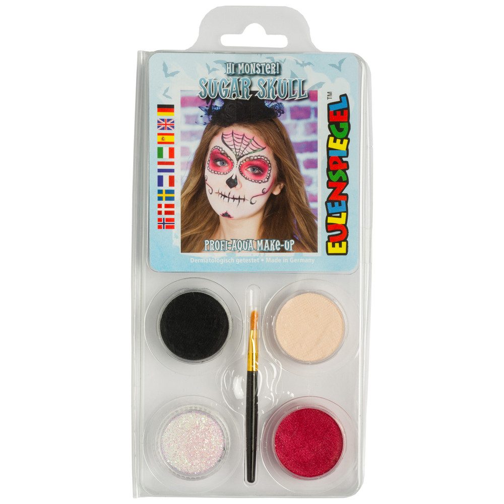 Eulenspiegel Kostüm Schminkset - Totenkopf-Mädchen - für Kinder
