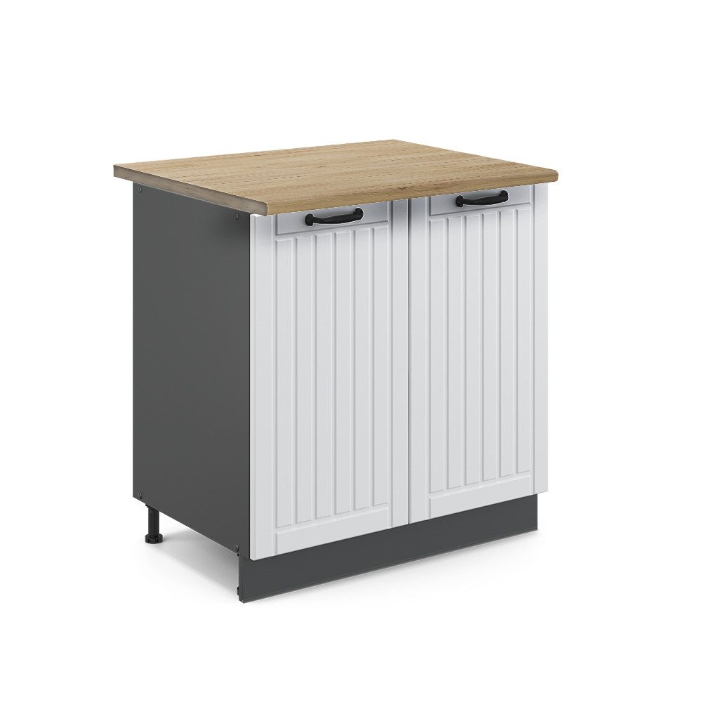 Vicco Spülenunterschrank Fame-Line, Weiß Landhaus/Anthrazit, 80 günstig online kaufen