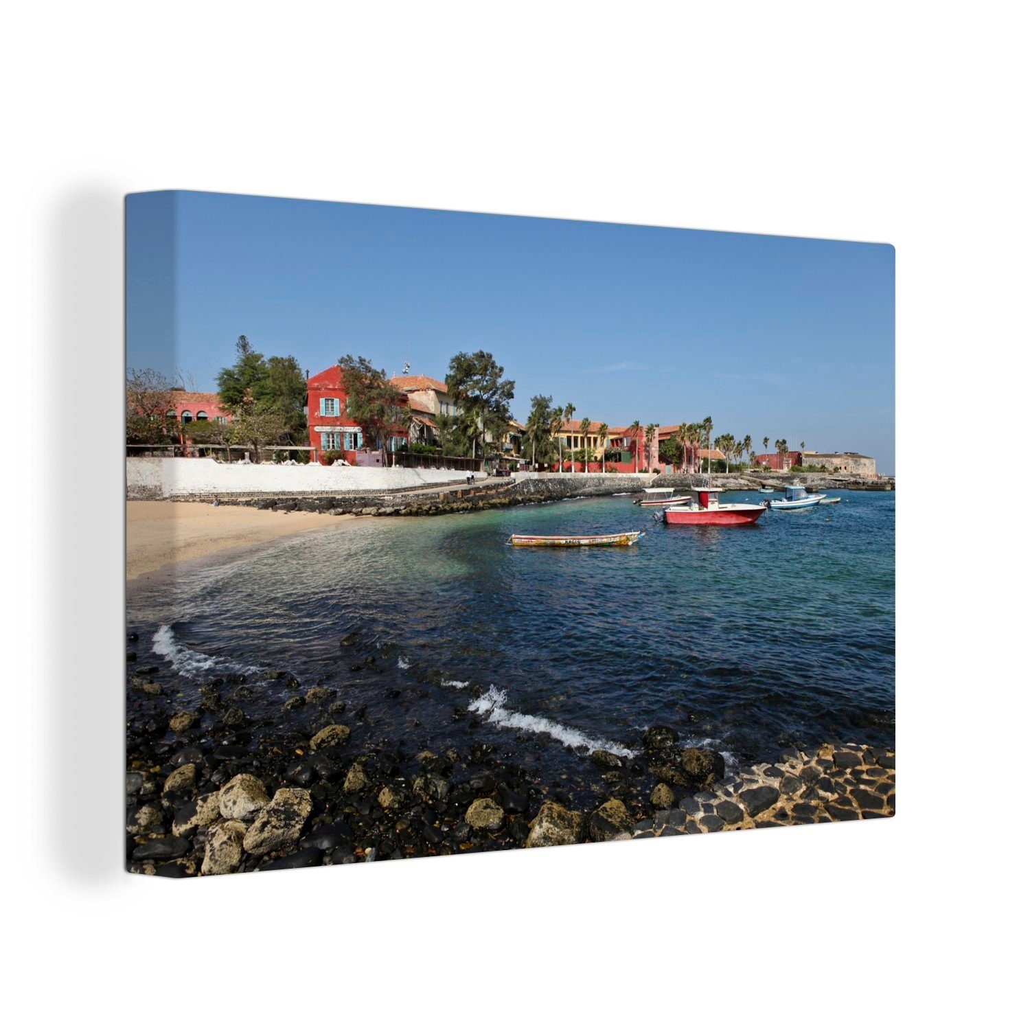 OneMillionCanvasses® Leinwandbild Die Küste der Insel Gorée im Senegal, (1 St), Wandbild Leinwandbilder, Aufhängefertig, Wanddeko, 30x20 cm | Leinwandbilder