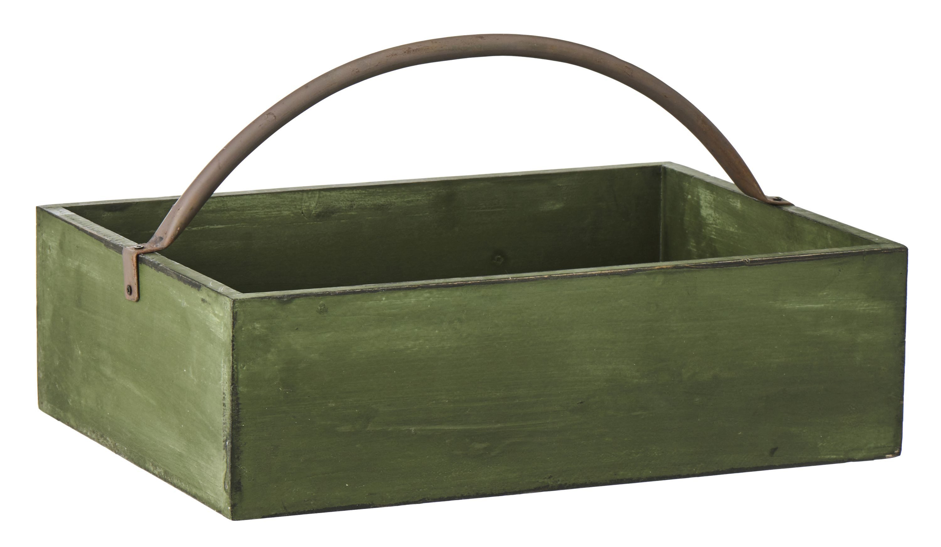 Ib Laursen Holzkiste Ib Laursen - Kiste Holzkiste mit Henkel 29,5x22x40cm Grün 22501-22