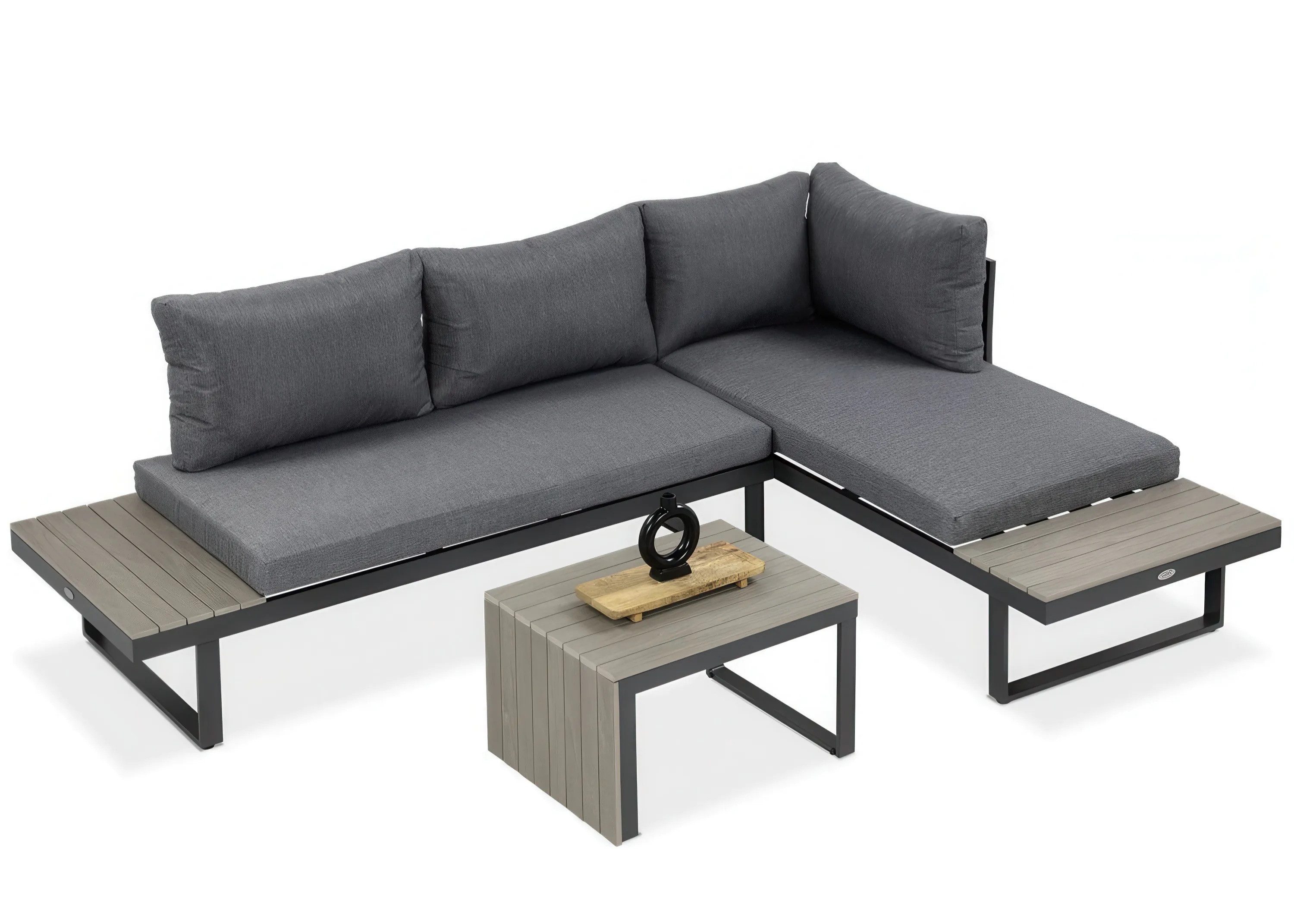 Focus Garden Gartenlounge-Set "TULIP" modulares Outdoor Gartensofa Alu / Holz Optik Set, Gartenmöbel-Set