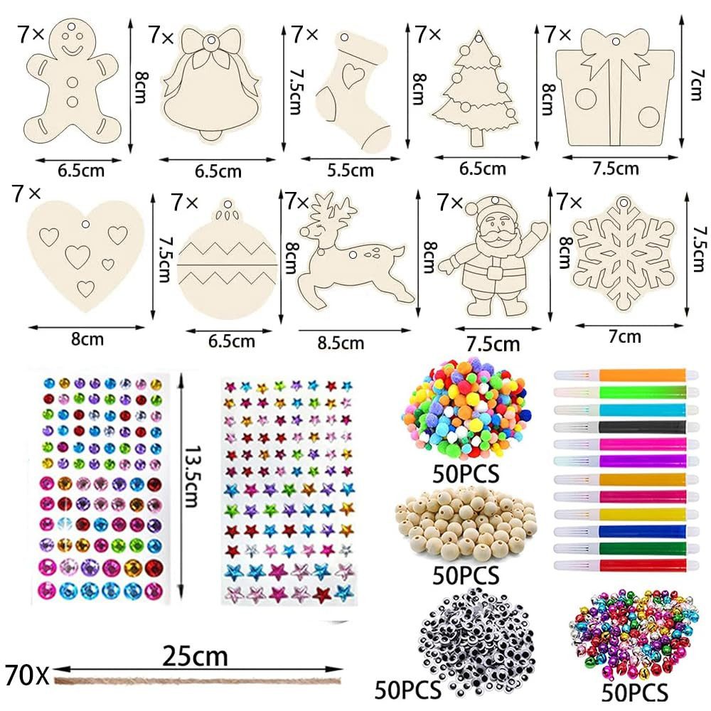FOUORTUNATE-BEE Dekohänger Holzanhänger zum Bemalen Weihnachten (354PCS Hol günstig online kaufen