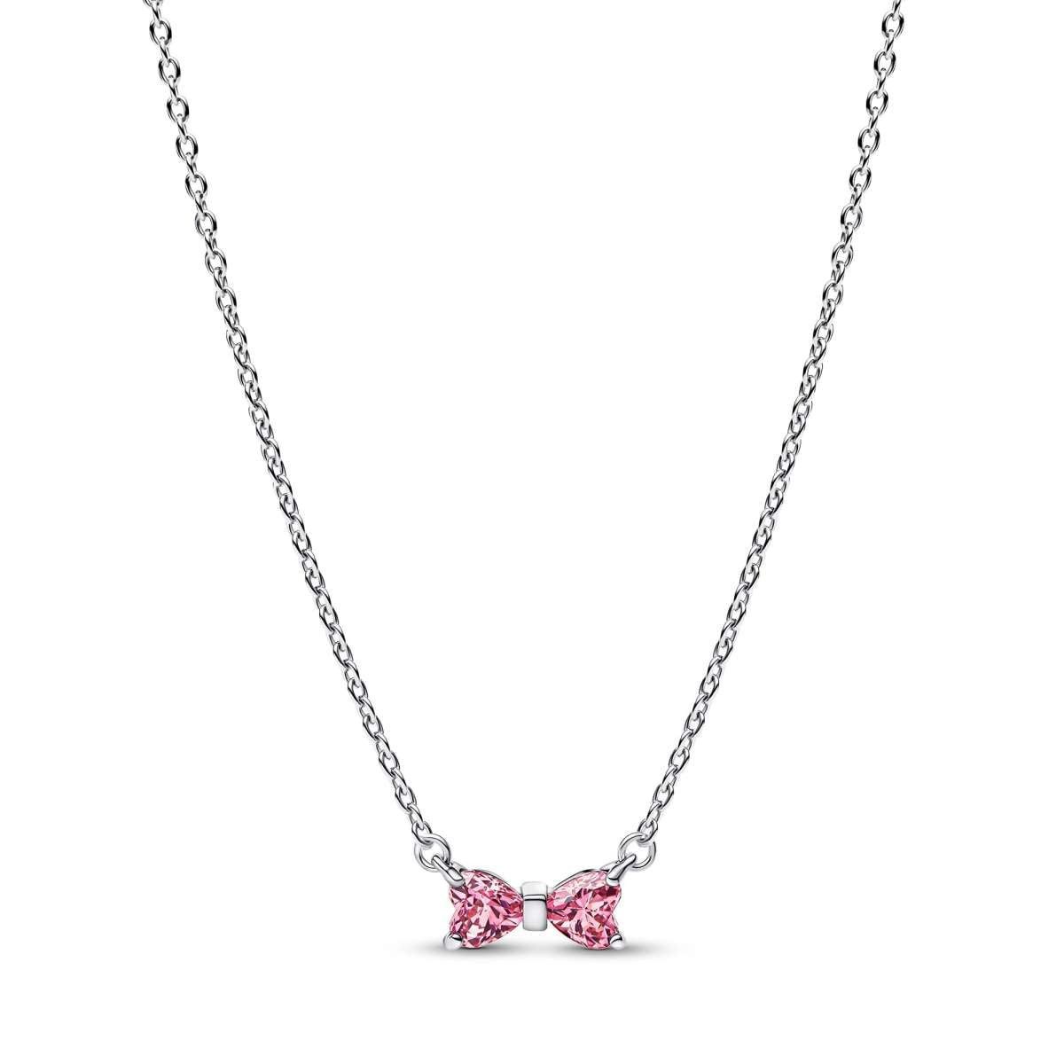Pandora Kette mit Anhänger 394235C01-45, für Damen Schleife Pink Silber