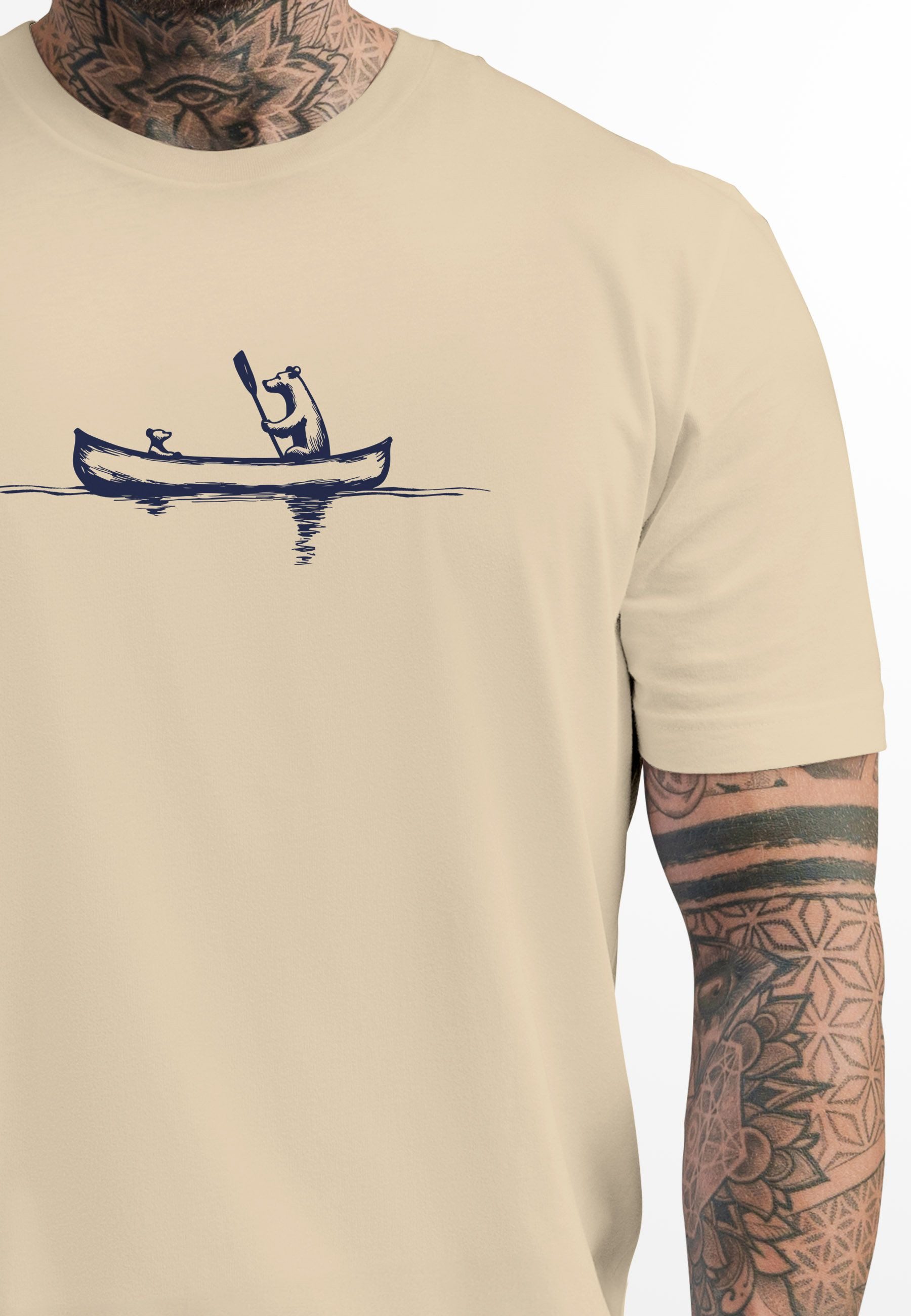 Neverless Print-Shirt Herren T-Shirt Bär Familie Kanu Outdoor Fashion Stree günstig online kaufen