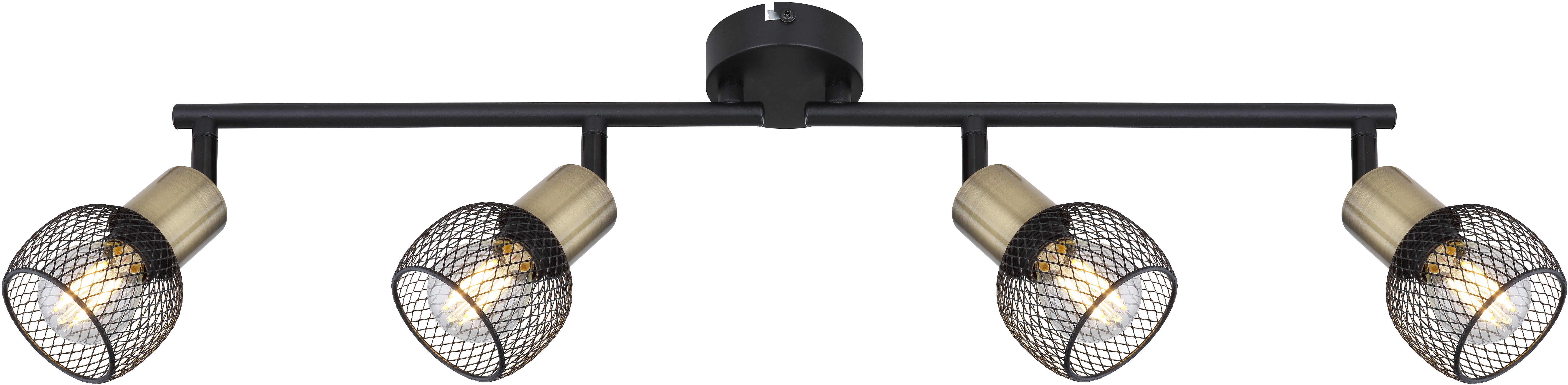 GLOBO LIGHTING Deckenstrahler FIASTRA, ohne Leuchtmittel, Deckenspot/schwarz/Schirme aus Metallgeflecht/Flur/beweglich