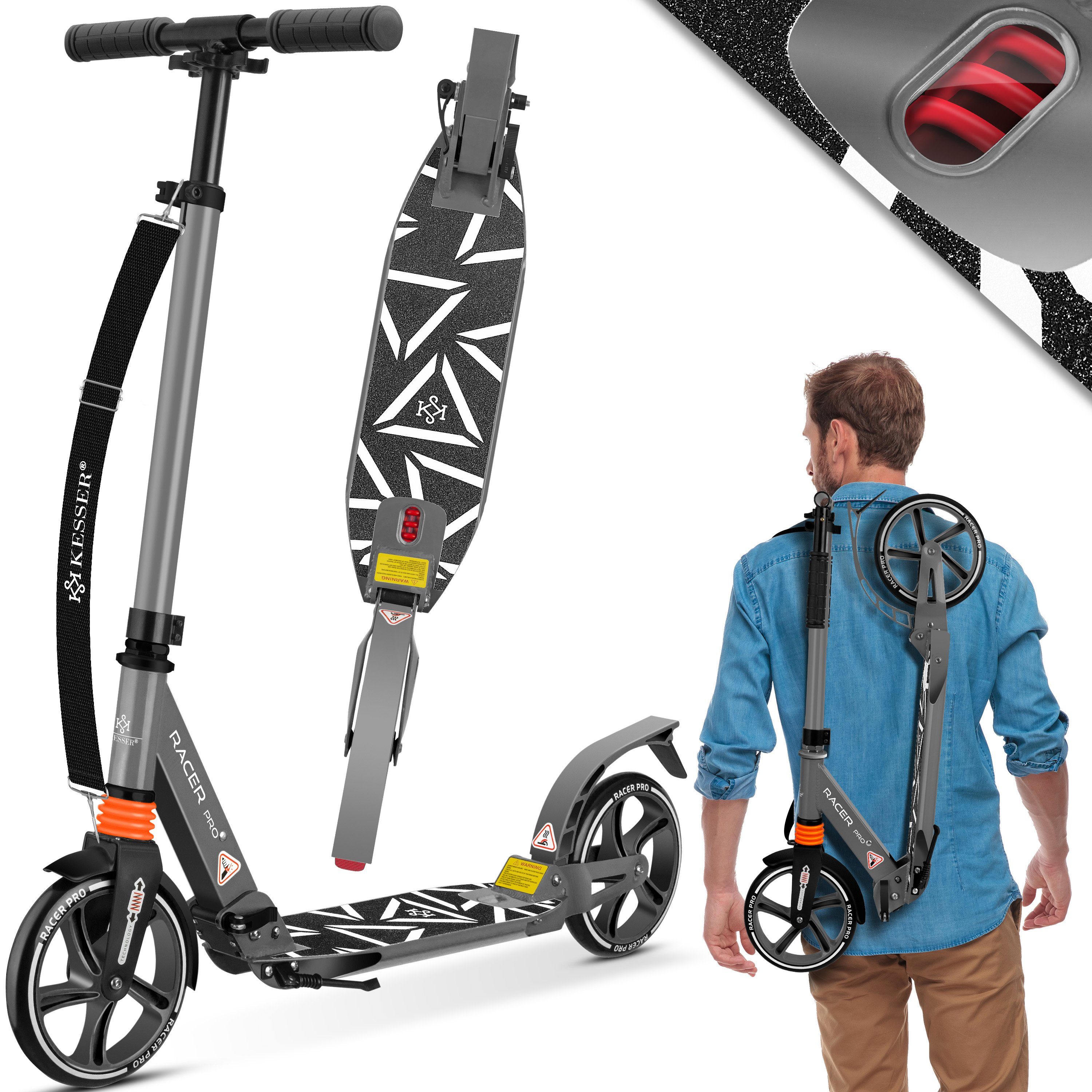 KESSER Scooter, Cityroller Scooter 205mm Räder PU Big Wheel Pro-S Tretroller