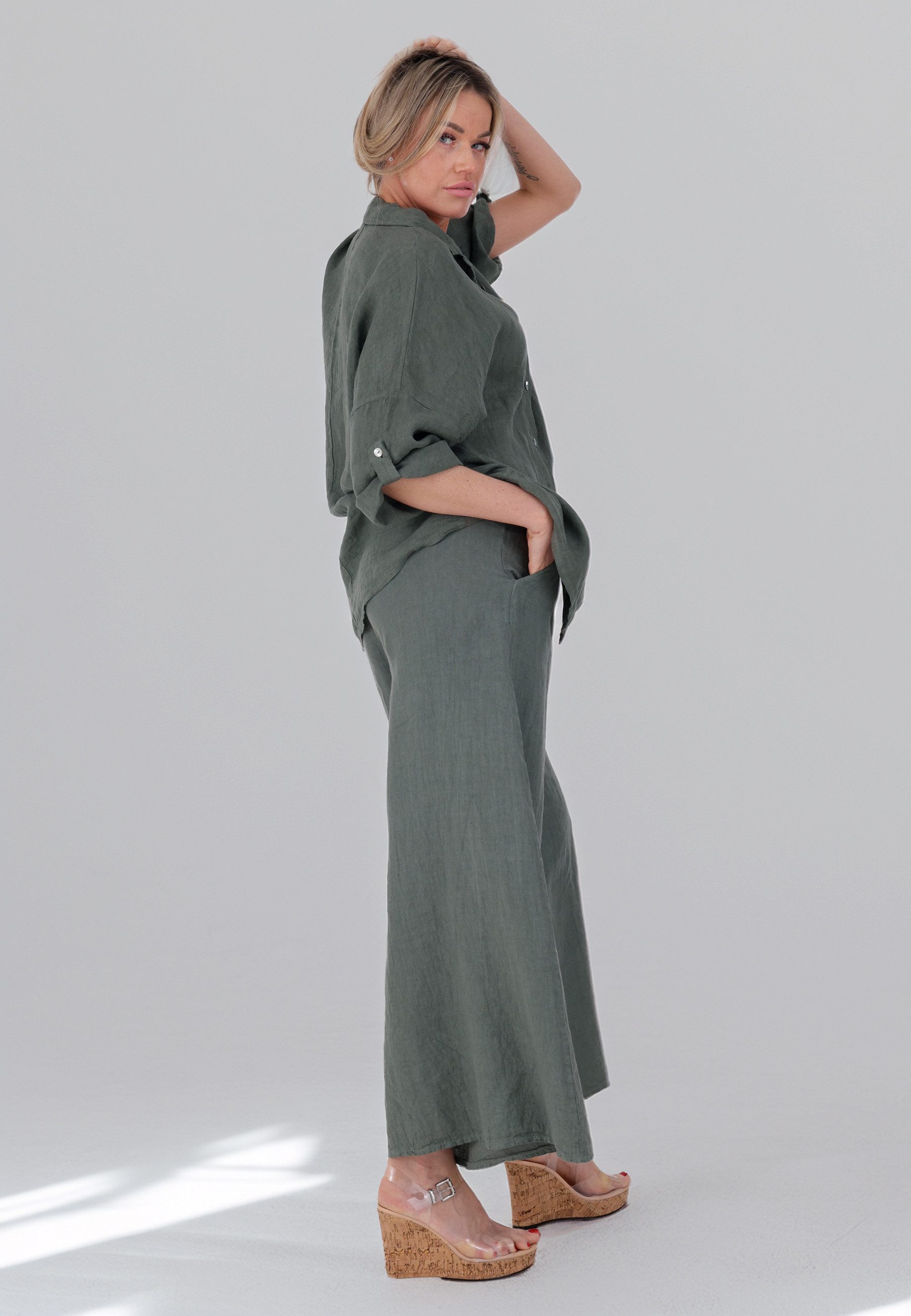 YC Fashion & Style Leinenhose mit hohem Smokbund – bequem & stylisch aus Leinen Basic