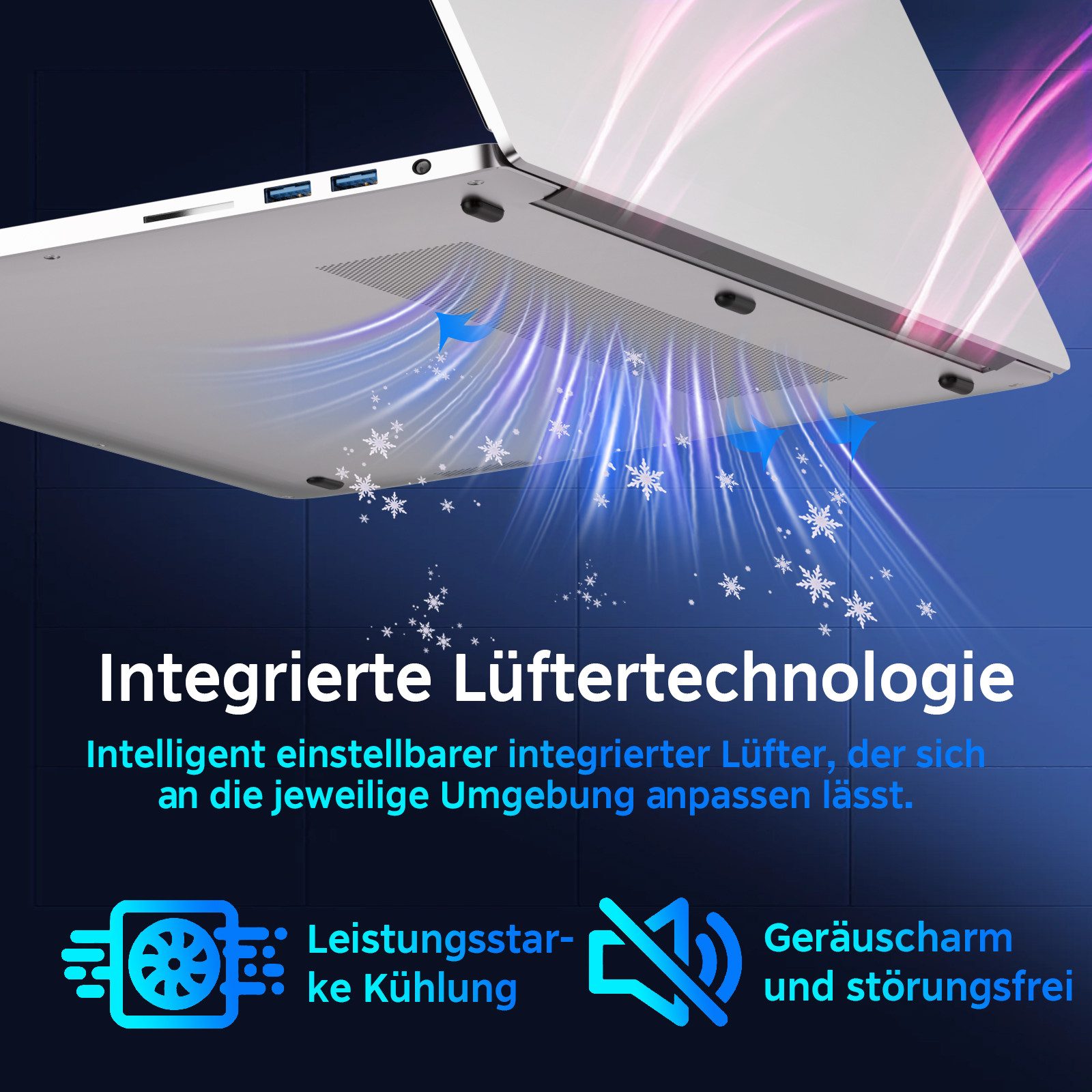 bvate 16-Zoll-Laptop 16 GB RAM 512 GB SSD FHD-Display Core i3 180° Notebook (35 cm/16 Zoll, Core i3, Core i3) – Bild 5 von 5