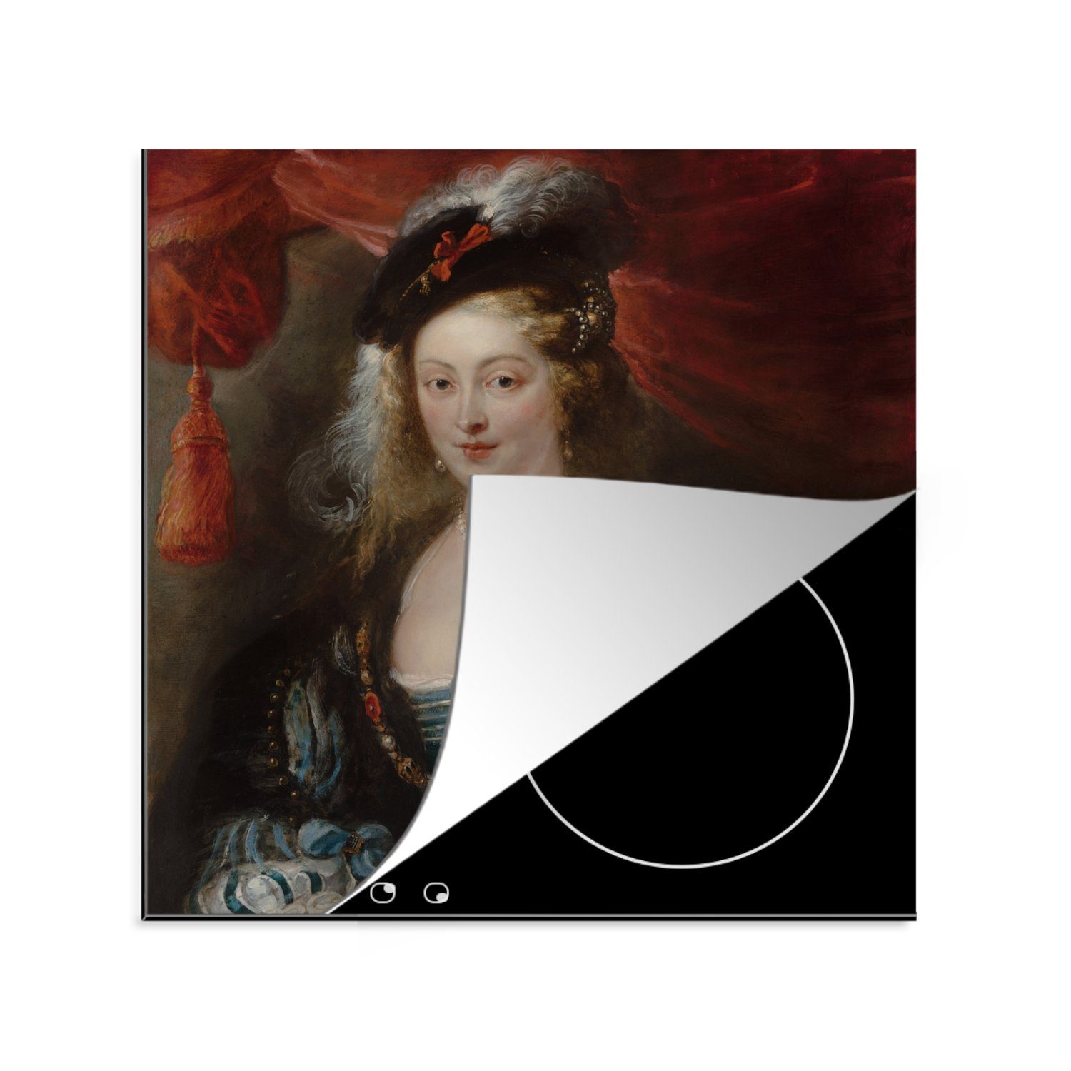 MuchoWow Herdblende-/Abdeckplatte Porträt (1 - Frau küche von Rubens, tlg), für Gemälde Vinyl, Arbeitsplatte Peter Paul einer cm, Ceranfeldabdeckung, 78x78