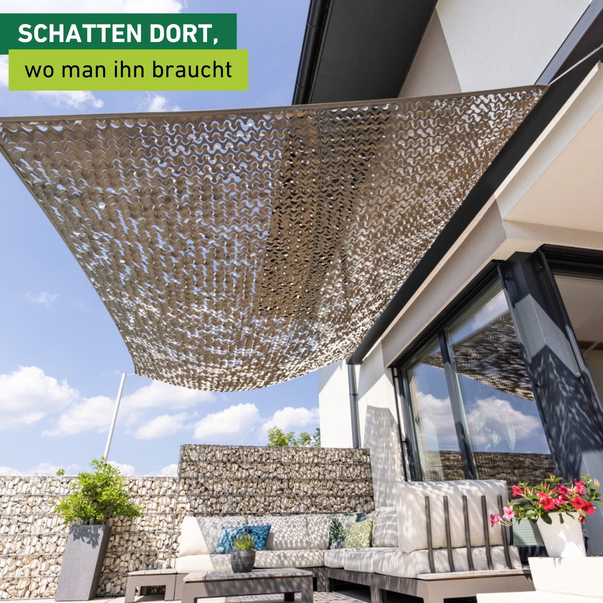 Windhager Sonnensegel Beschattungsnetz COTE D´AZUR, Schattenspender mit UV Schutz, Sonnenschutz 3 x 4 m, erhältlich in beige/taupe oder weiß/grau