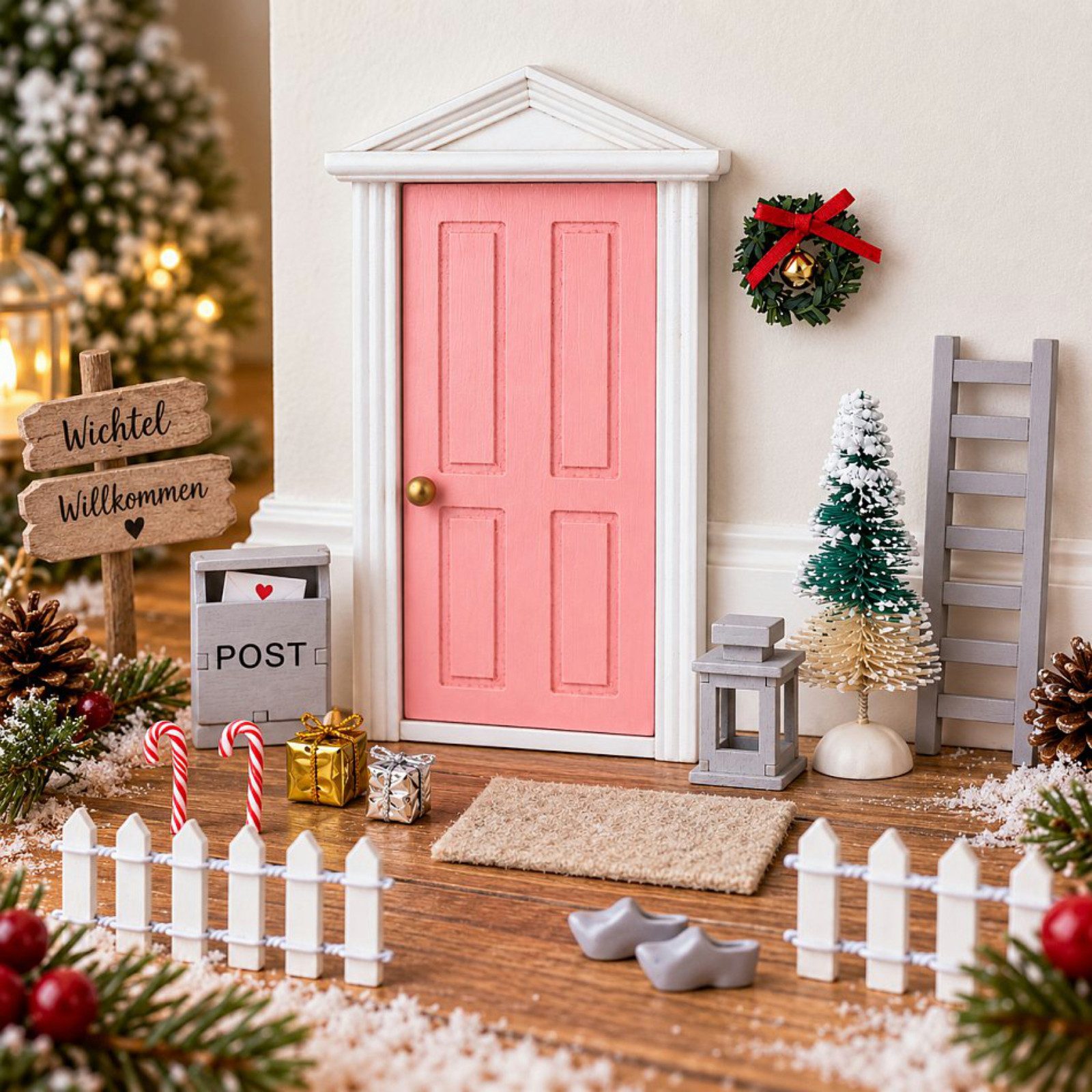 Haushalt International Im- und Export GmbH Wichteltür Weihnachtsdekoration Wichtel Set 16tlg (Stück, 16 St., Packung), Miniatur, Weihnachten, Dekoration – Bild 2 von 5
