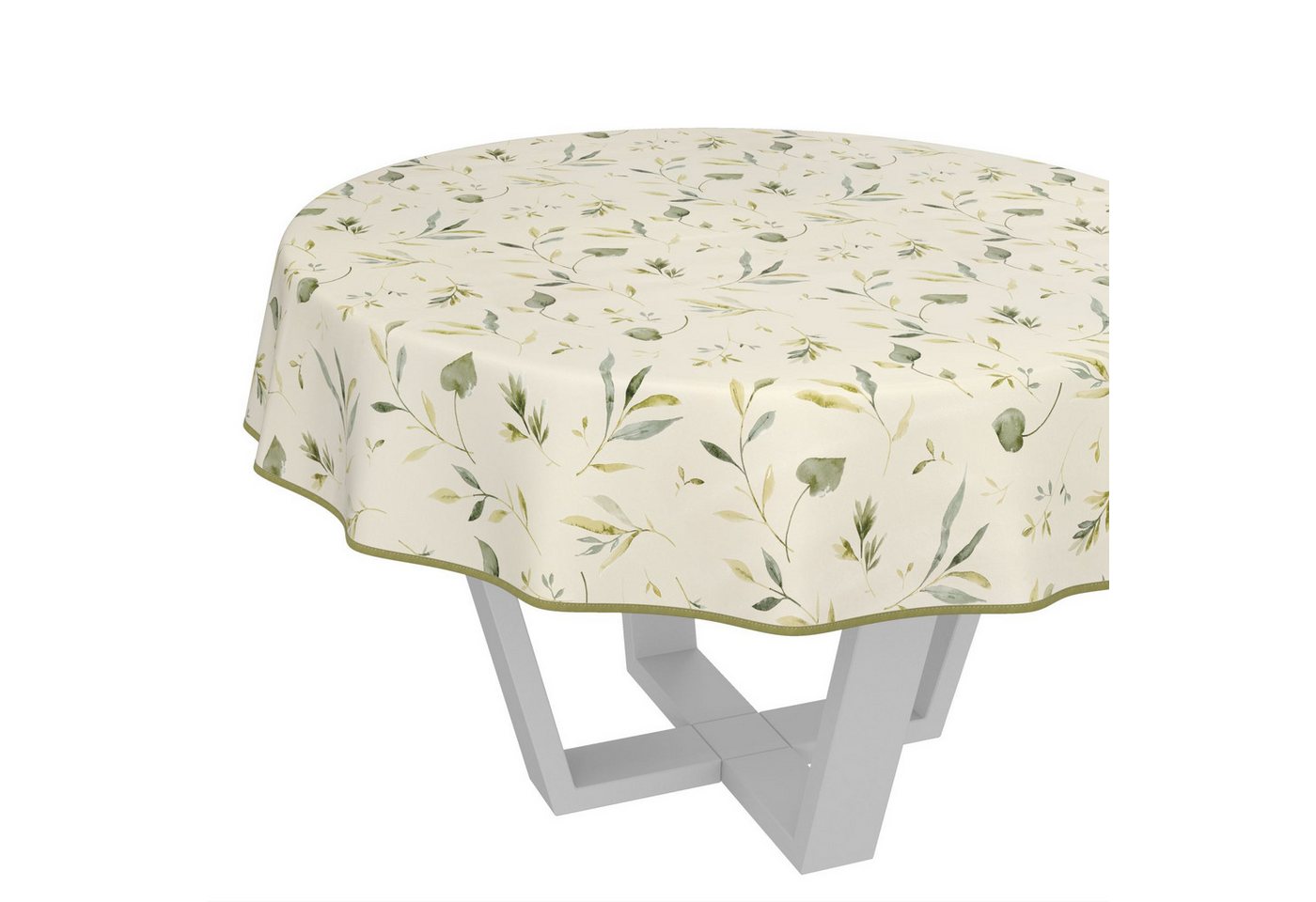 ANRO Tischdecke Wachstuch abwaschbar Canada Tischwäsche (Einzelstück 1-tlg), wasserabweisend pflegeleicht Relax Creme Rund 140cm