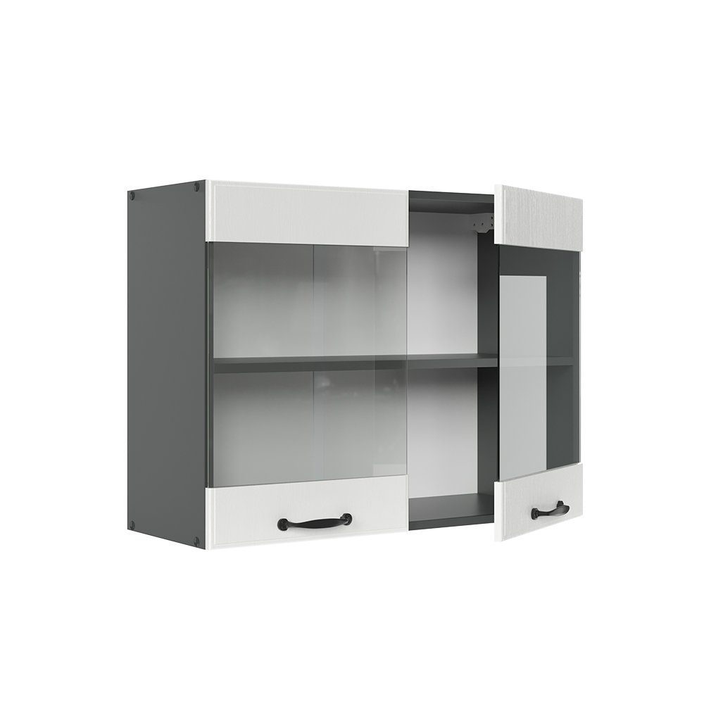 Vicco Glashängeschrank R-Line, Weiß Landhaus/Anthrazit, 80 cm (1-St)