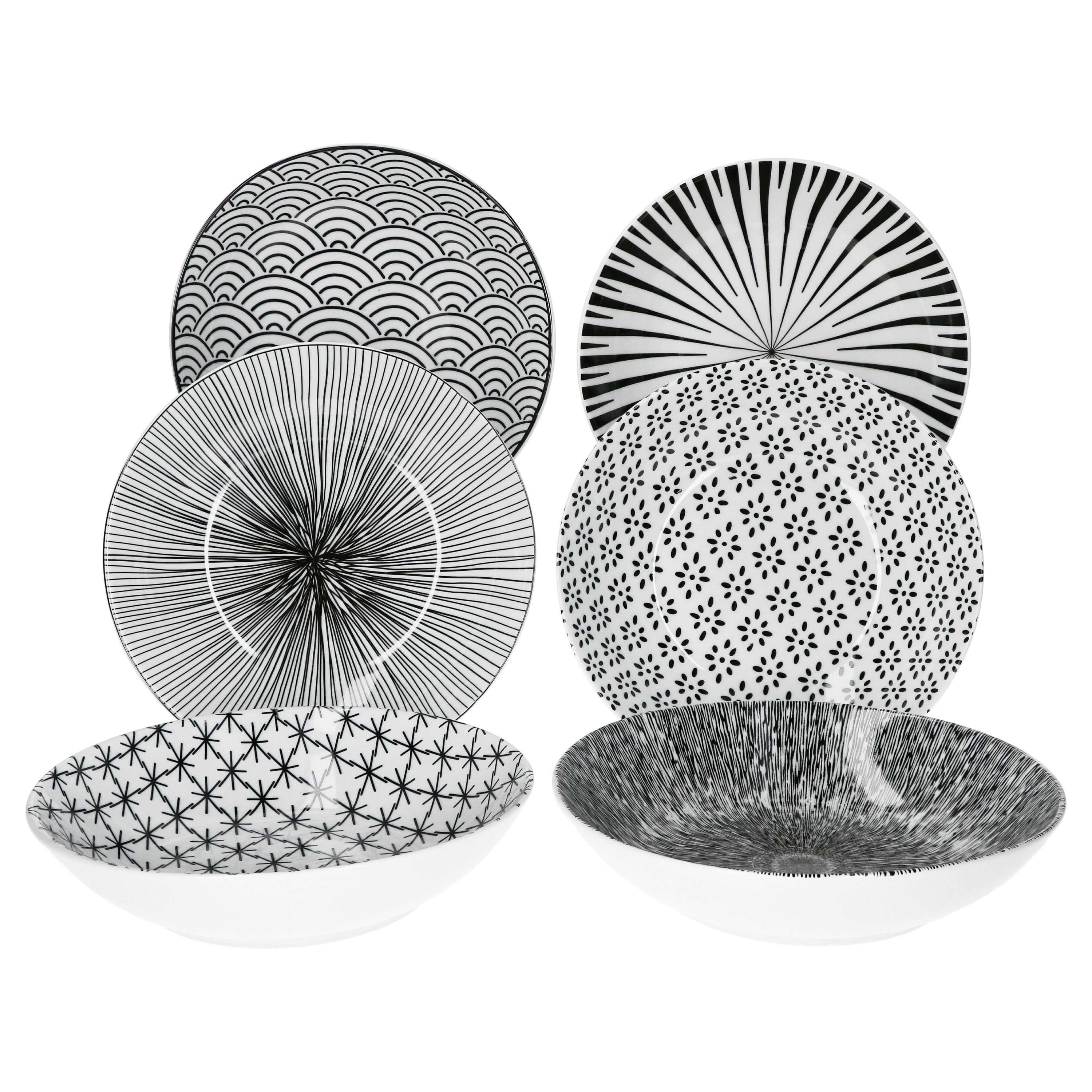 MamboCat Suppenteller 6er Set Suppenteller Seoul 20cm schwarz & weiß