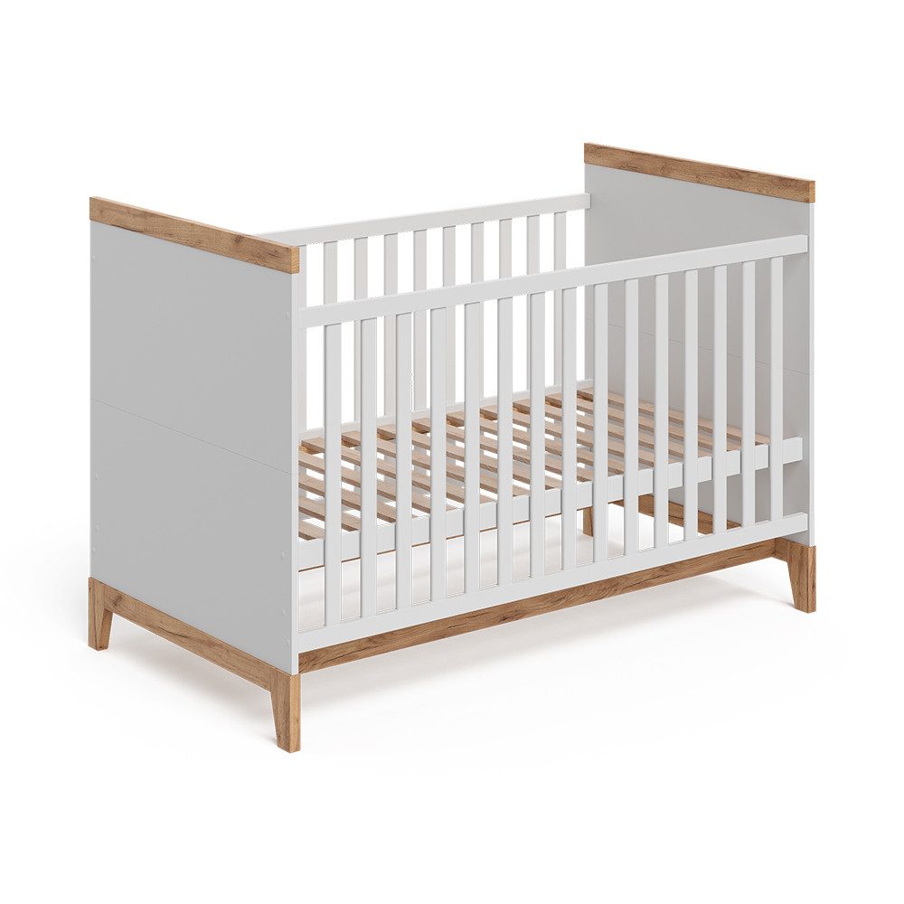 VitaliSpa® Babybett Malia, Weiß/Artisan, 70x140 cm, 1-tlg.