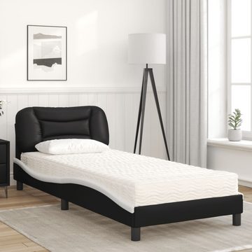 vidaXL Bett Bett mit Matratze Schwarz und Weiß 90x200 cm Kunstleder