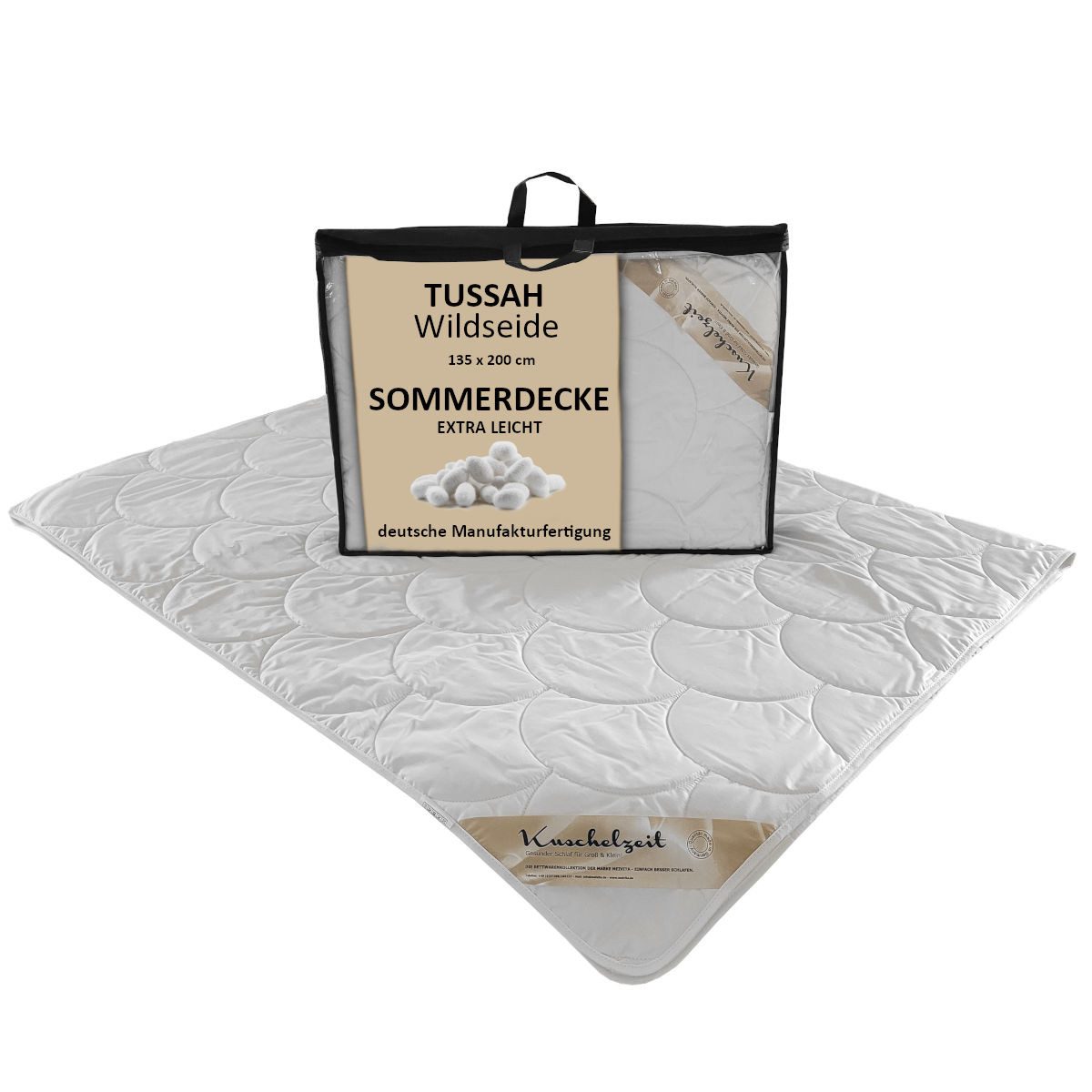 Meivita Naturfaserbettdecke Wildseide Bettdecke extra leichte Sommerdecke, Füllung: 100% Seide, Bezug: 100% Baumwolle, Hergestellt in Deutschland
