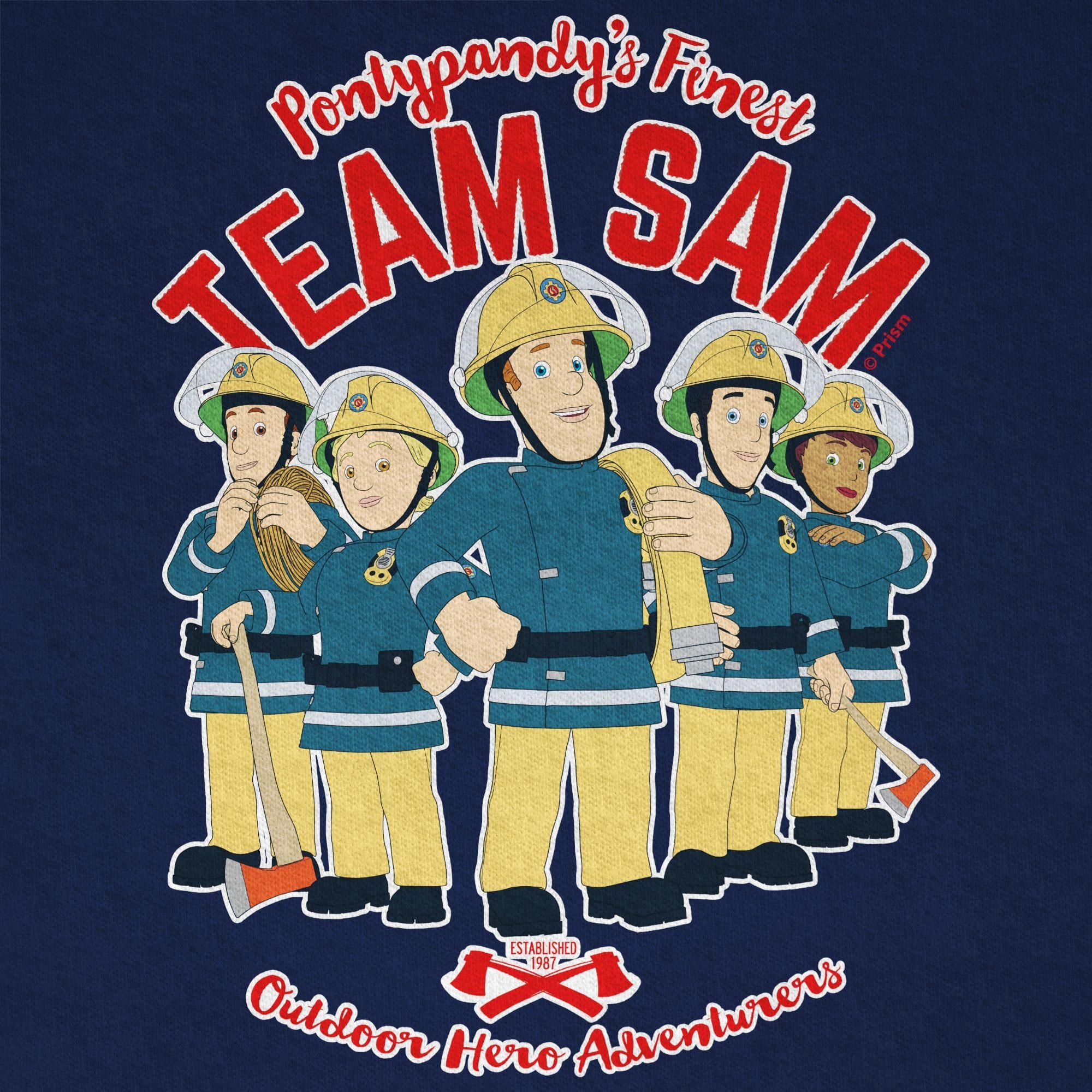 Jungen Feuerwehrmann T-Shirt Shirtracer Sam 02 Sam Dunkelblau Team