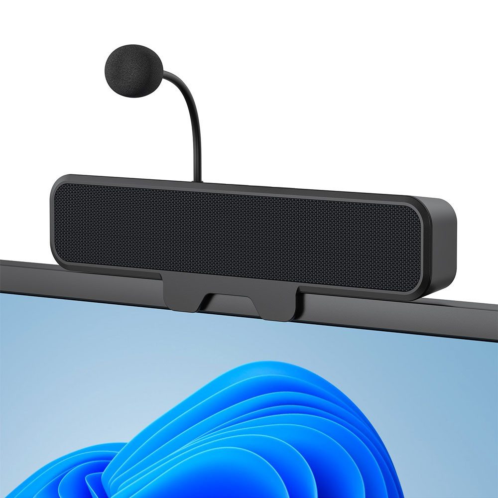 TUWENA PC-Lautsprecher mit Mikrofon, Plug-and-Play-Desktop-Lautsprecher PC-Lautsprecher (One-Touch-Stummschaltmikrofon, Stereo und Bass, kompatibel Mac, Laptop)