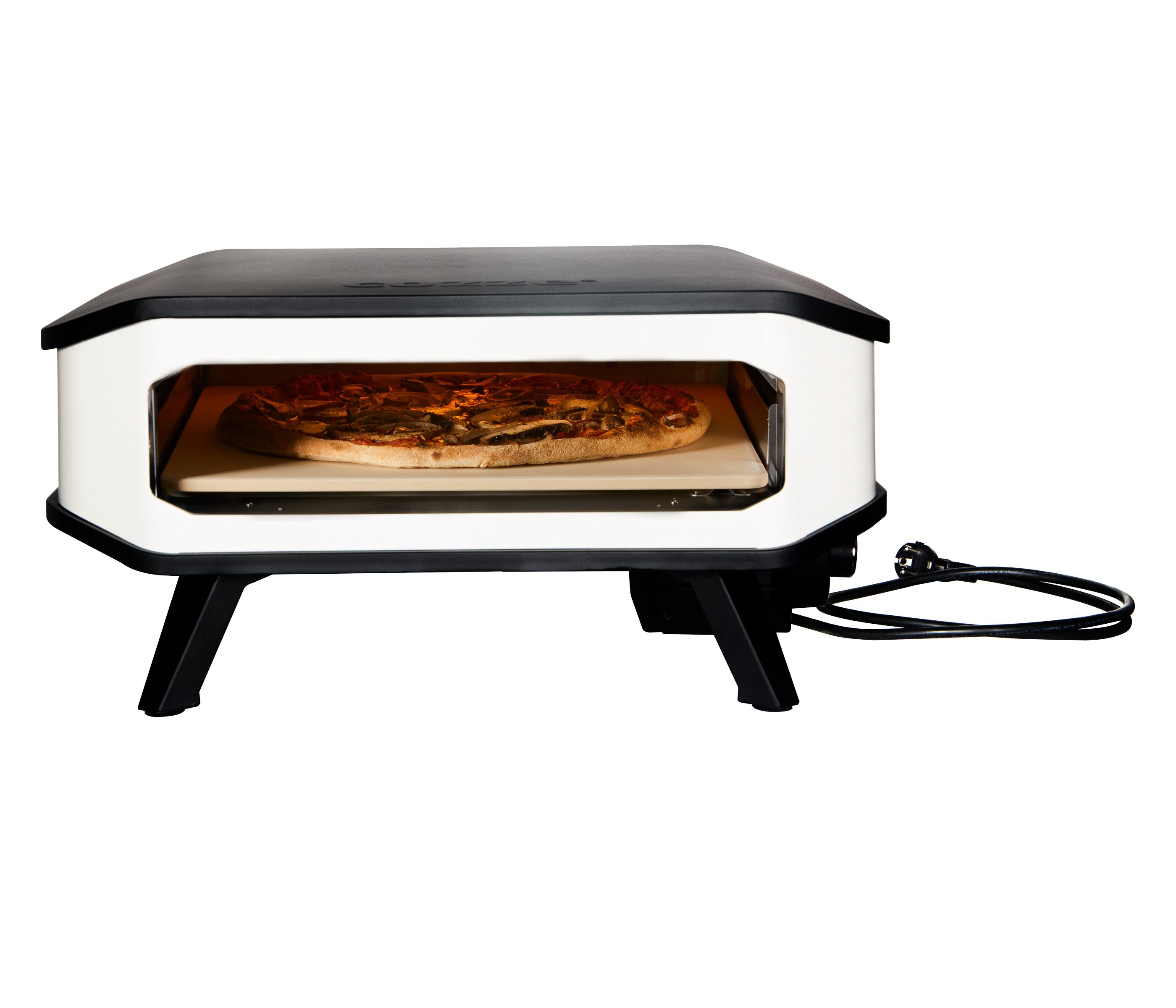 COZZE Pizzaofen Elektrischer Pizzaofen 17", inkl. Pizzastein, Backtemperatur bis 450°C, Grillfläche 42.5 x 42.5 cm, 2200 W, 230 V
