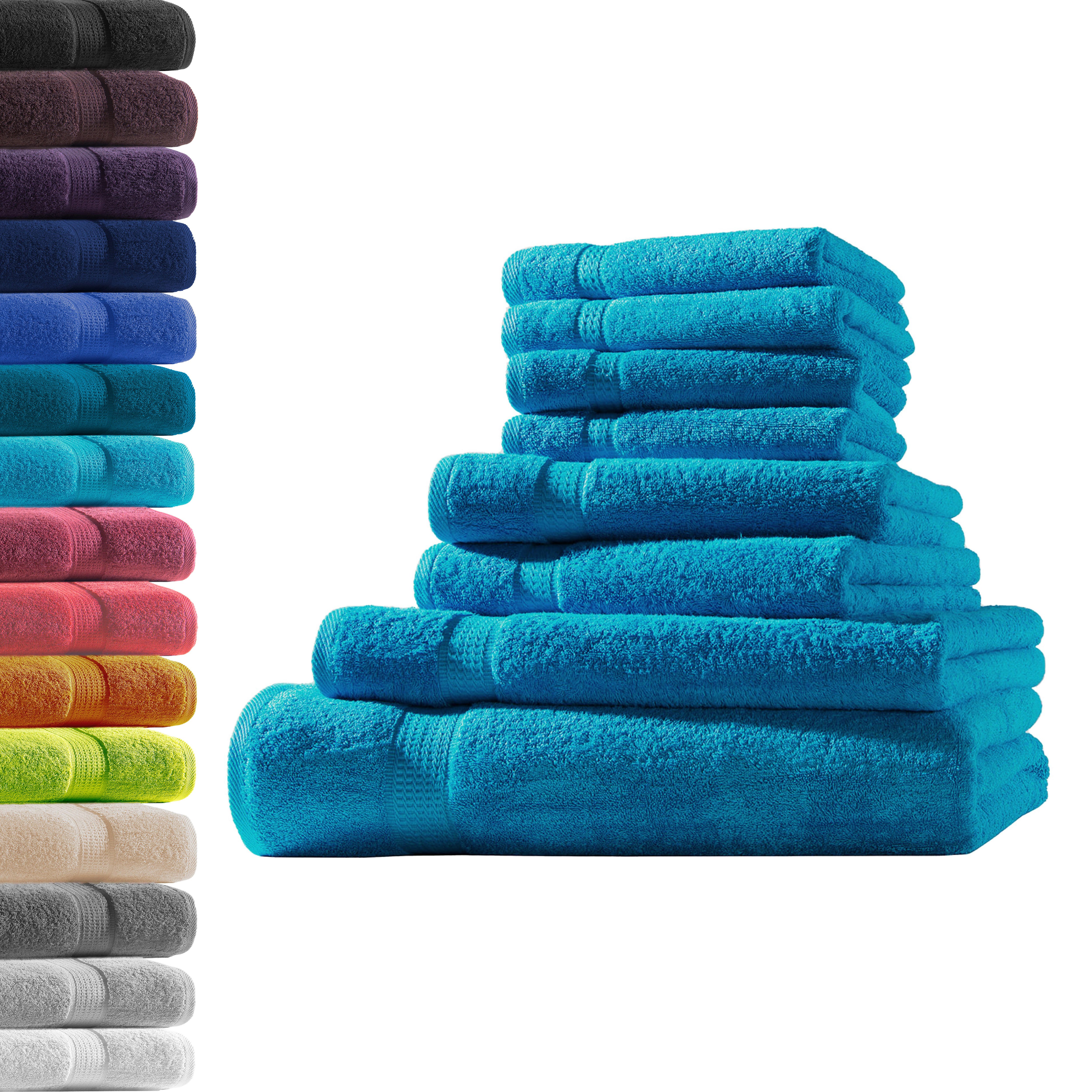 Hometex Premium Textiles Handtuch in Premium Qualität 500 g/m², Feinster Frottier-Stoff 100% Baumwolle, 1x Badetuch + 1 Duschtuch + 2 Handtuch + 4 Gästetuch, weich, saugfähig, extra schwer & flauschig