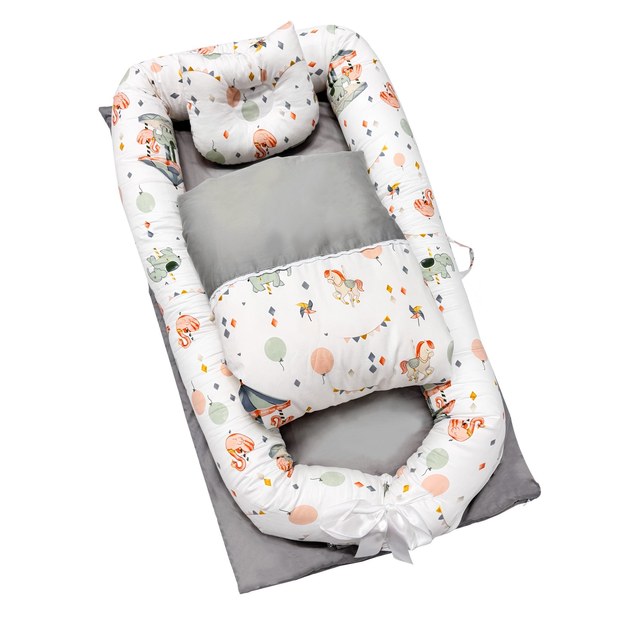 Kuschelnest 100% Baumwolle Babynest Mit Kissen Und Decke Antiallergische Faser