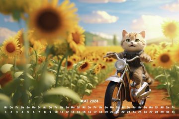 raxxa Wandkalender Premium Monatskalender Animals on Bikes 2024