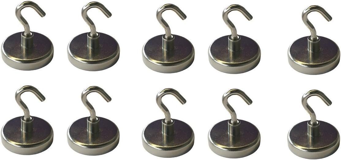 Magnet 10 Stück Magnethaken - Halter mit Traglast von bis zu 6 kg 35x7mm