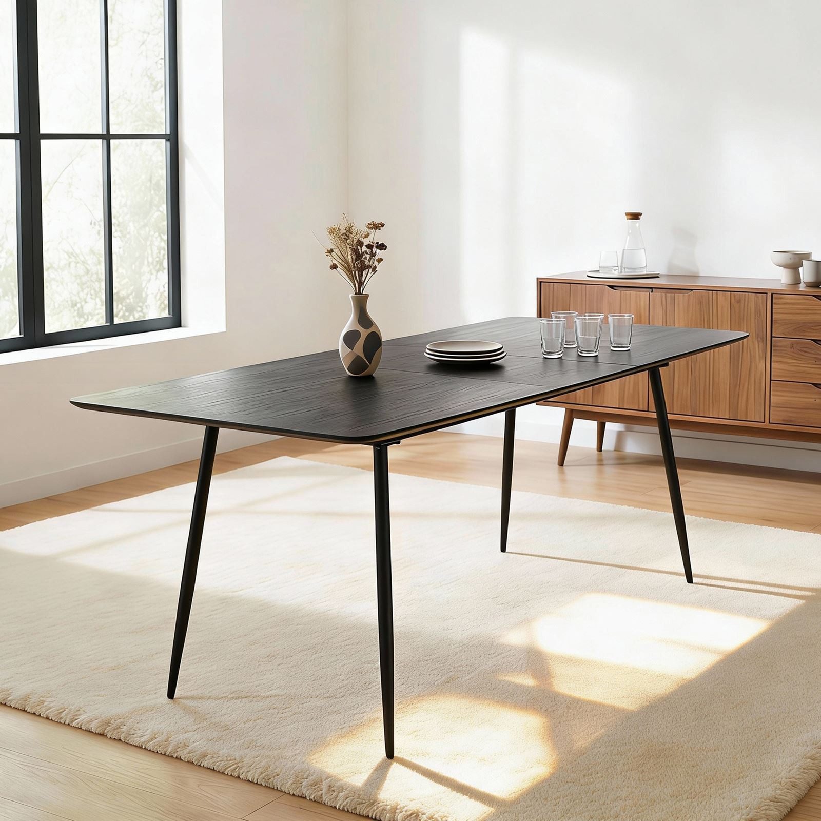 IDIMEX Esstisch ORSA, Esszimmertisch ausziehbar 160-200x80 cm Schwarz günstig online kaufen