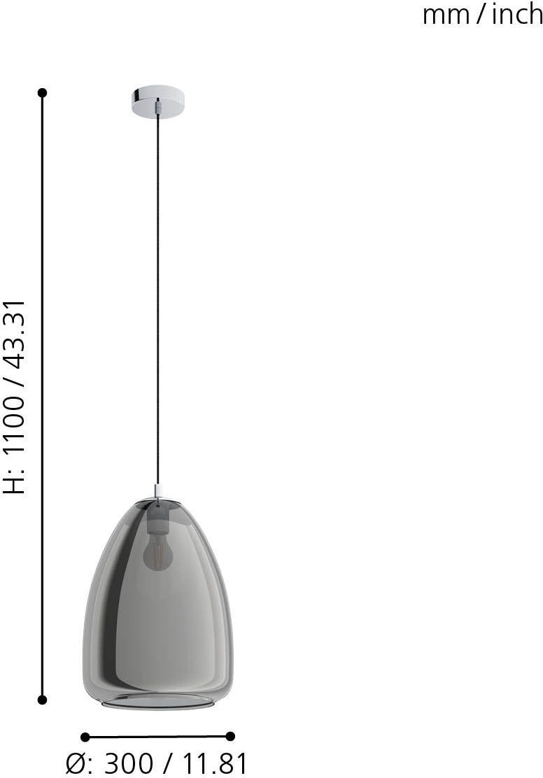 Leuchtmittel, ALOBRASE, cm Hängeleuchte Ø30 / x H110 Pendellampe Küche / Leuchtmittel chrom EGLO / ohne wechselbar, / Esstischlampe