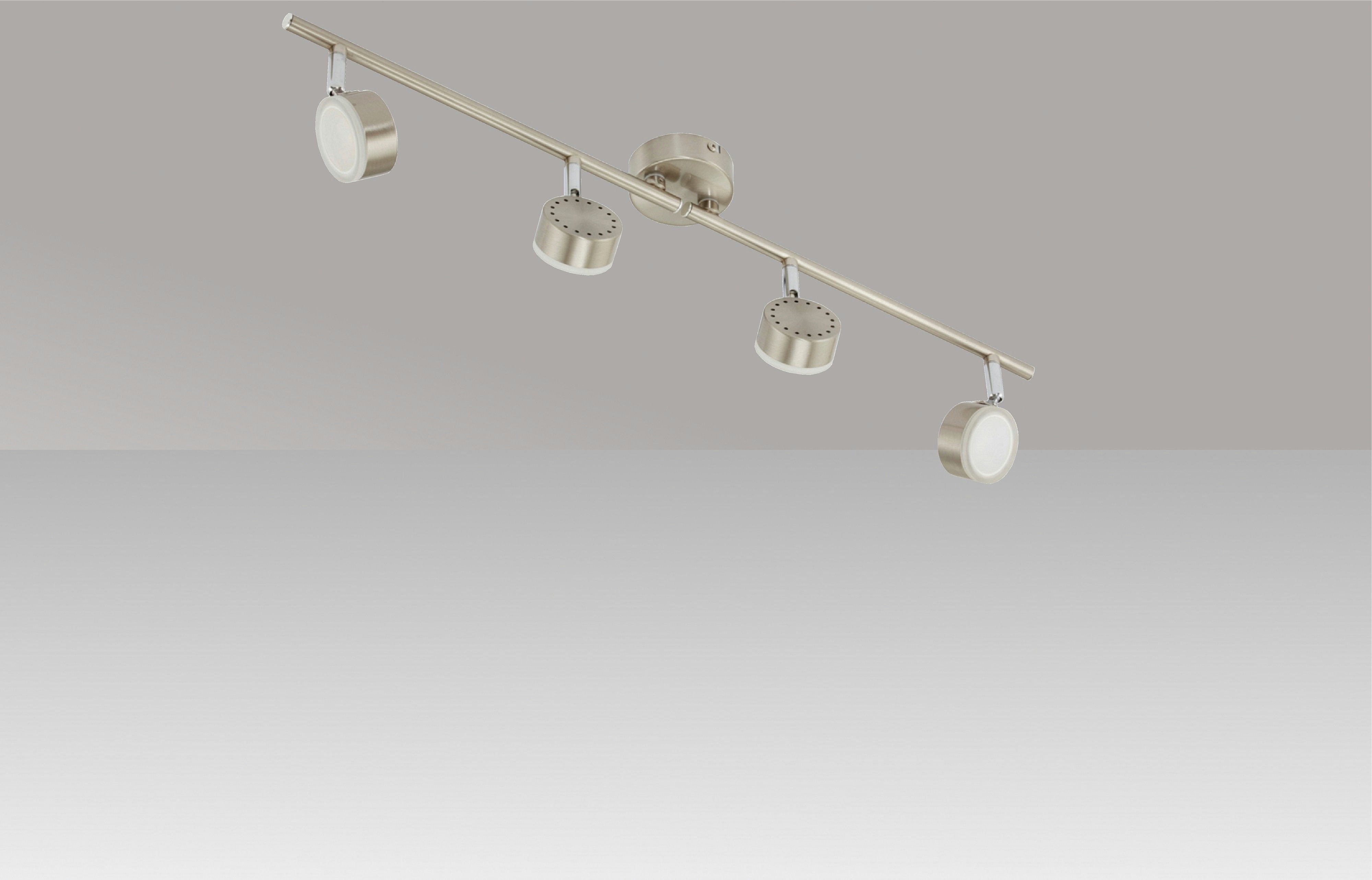 TRANGO LED Deckenleuchte, 4-flammig 2030-042 LED Wohnzimmer Lampe *ADAM* in Edelstahl-Optik inkl. 4x 5 Watt LED Modul 3000K warmweiß I Deckenlampe I Deckenstrahler I Deckenleuchte, schwenkbar und drehbar Schlafzimmerleuchte