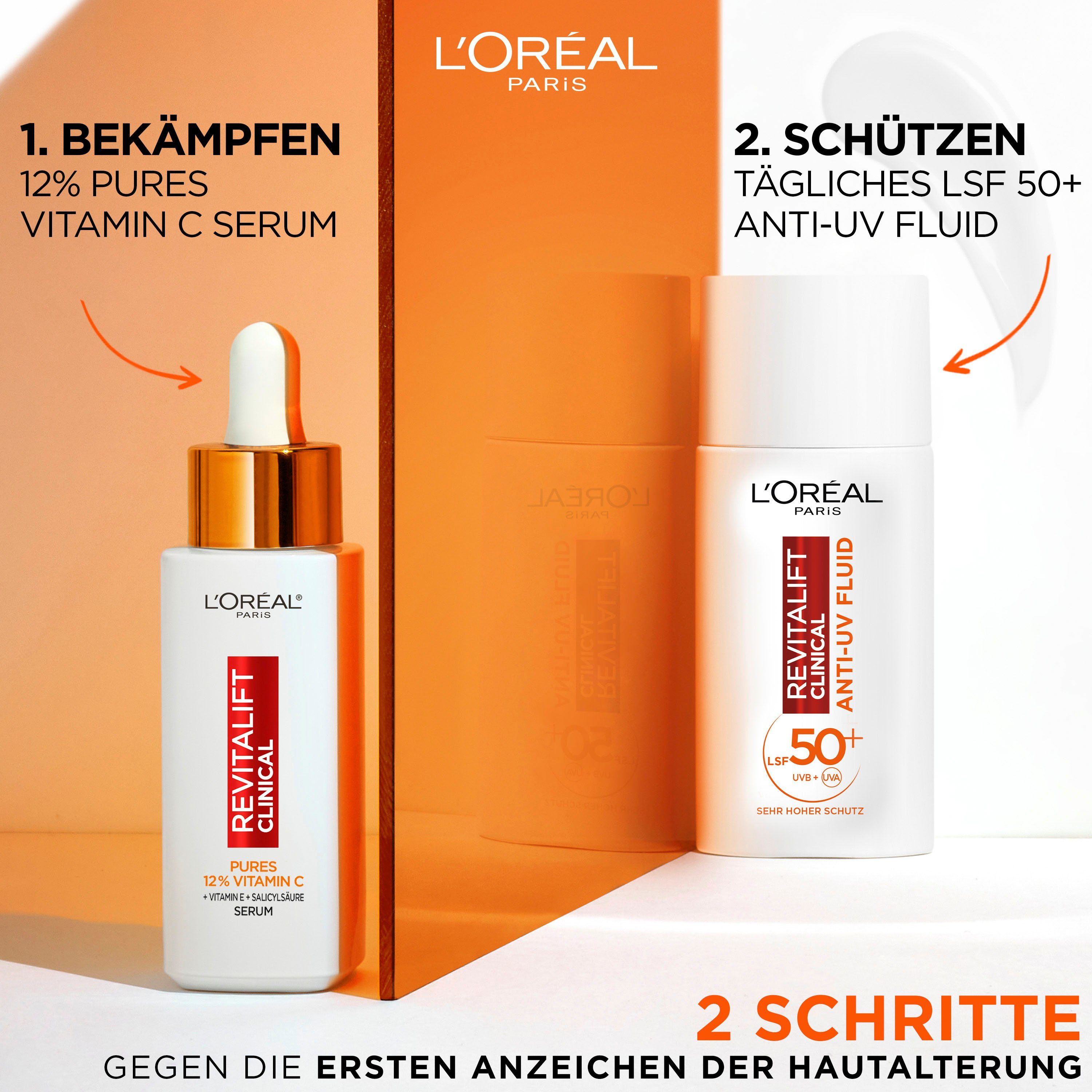 L'ORÉAL PARIS Gesichtspflege-Set REVITALIFT VITAMIN C POWER DUO Set, 2-tlg., LSF 50, beugt Fältchen und Pigmentflecken vor